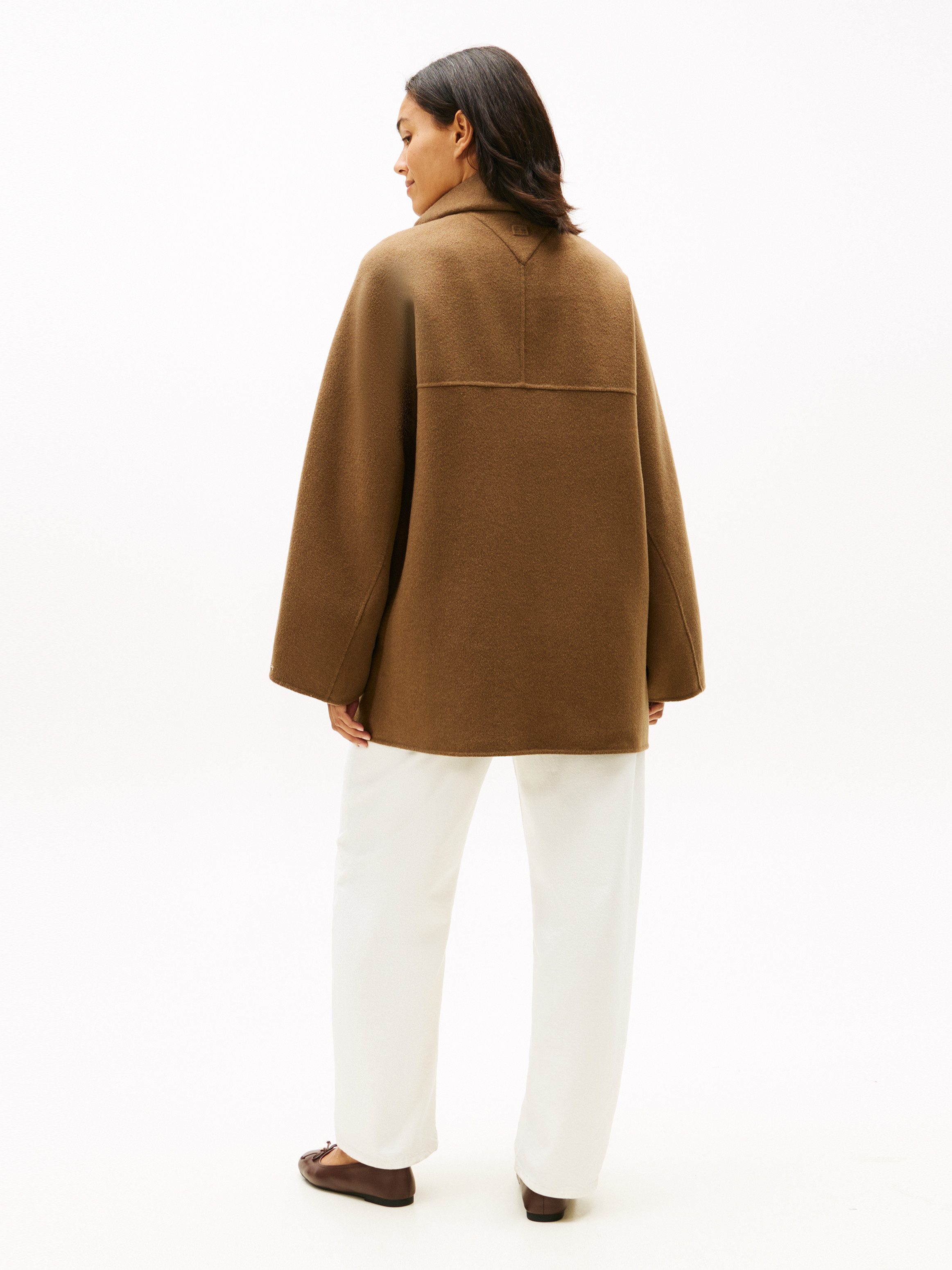 Tommy Hilfiger Kurzmantel DF WOOL GB FUNNEL NK COAT mit Wolle