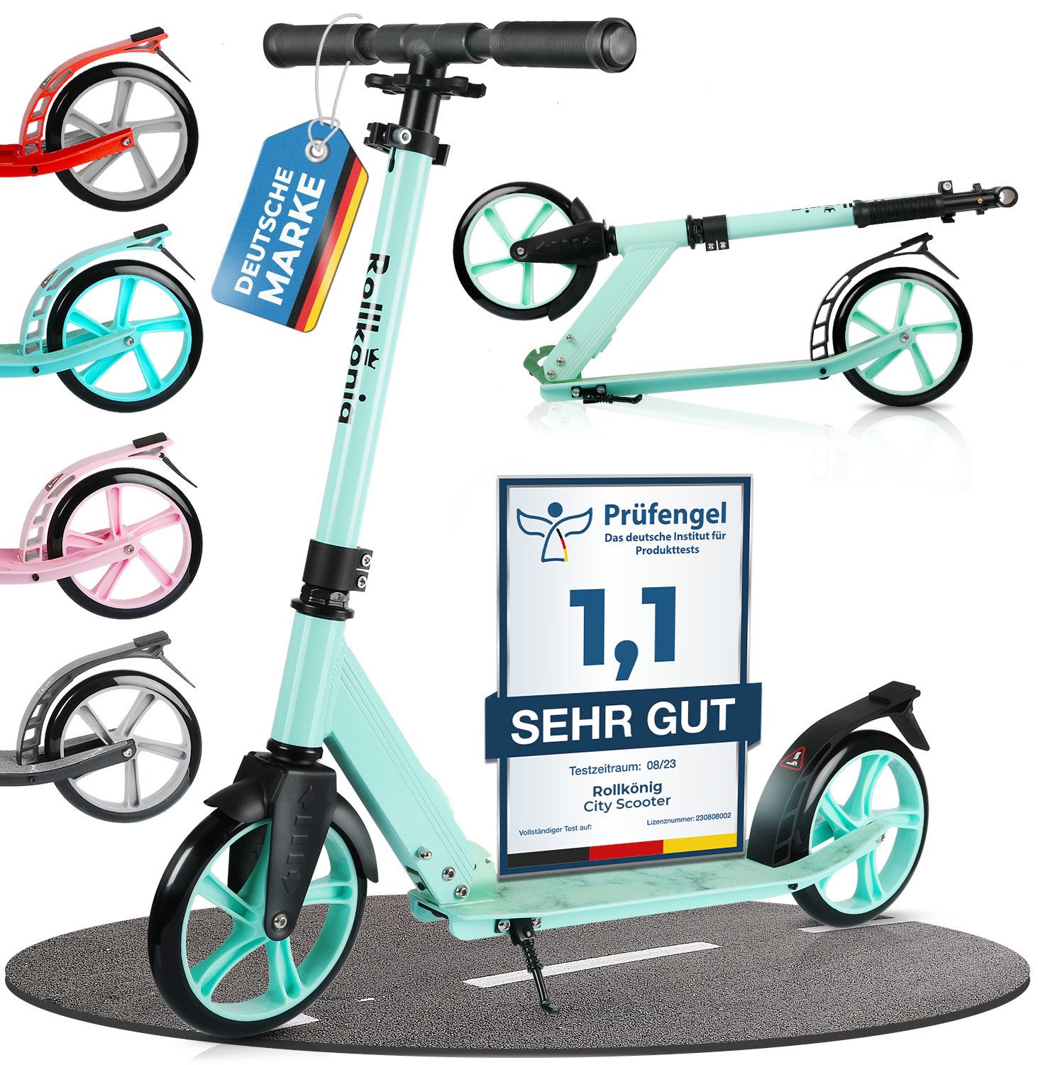 ROLLKÖNIG Cityroller Tretroller Rollkönig ® Scooter Kinder ab 5 Jahren, mit großen Rädern, Cityroller