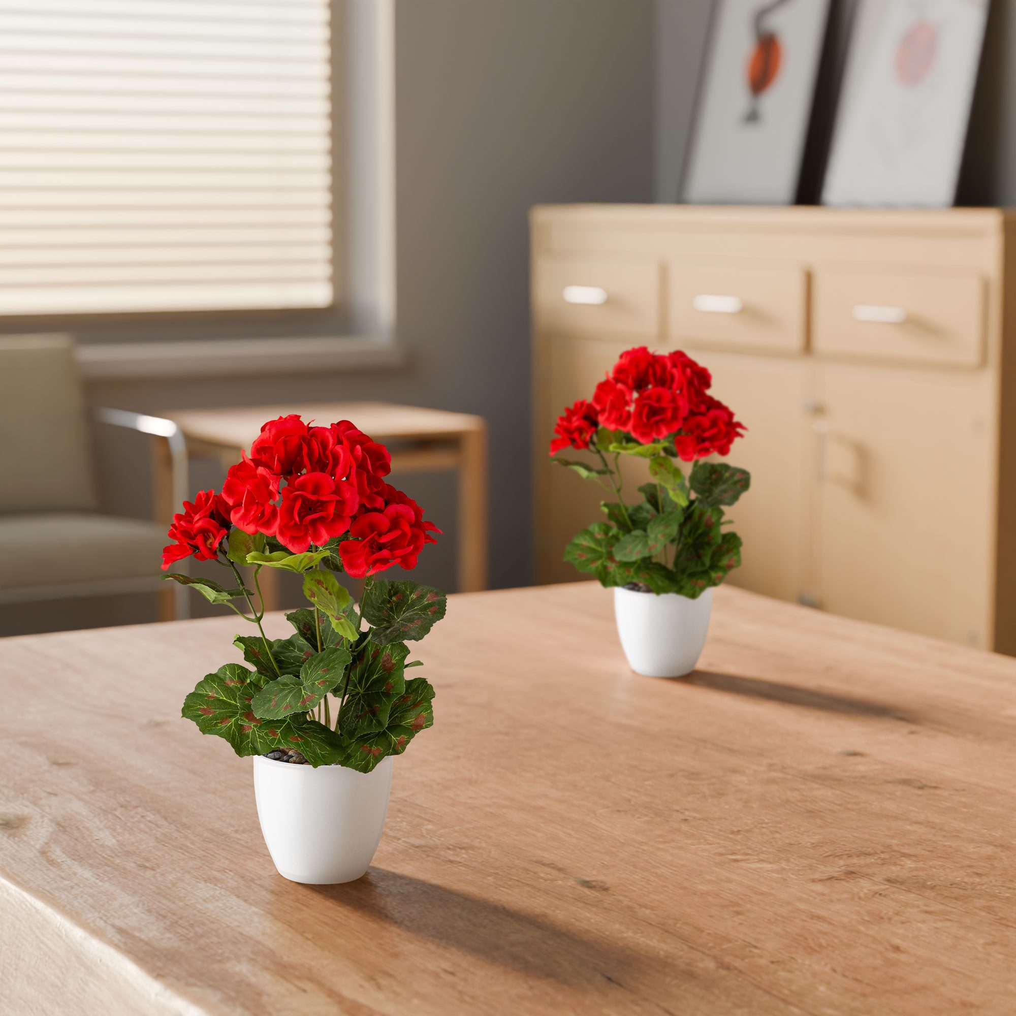 Kunstblume Kunstblumen im Topf, Künstliche Blumen wie echt, Deko Blumen Geranie, Kamelie, Orchidee, Azalee, Veilchen, PASCH, Hochwertiger Keramiktopf