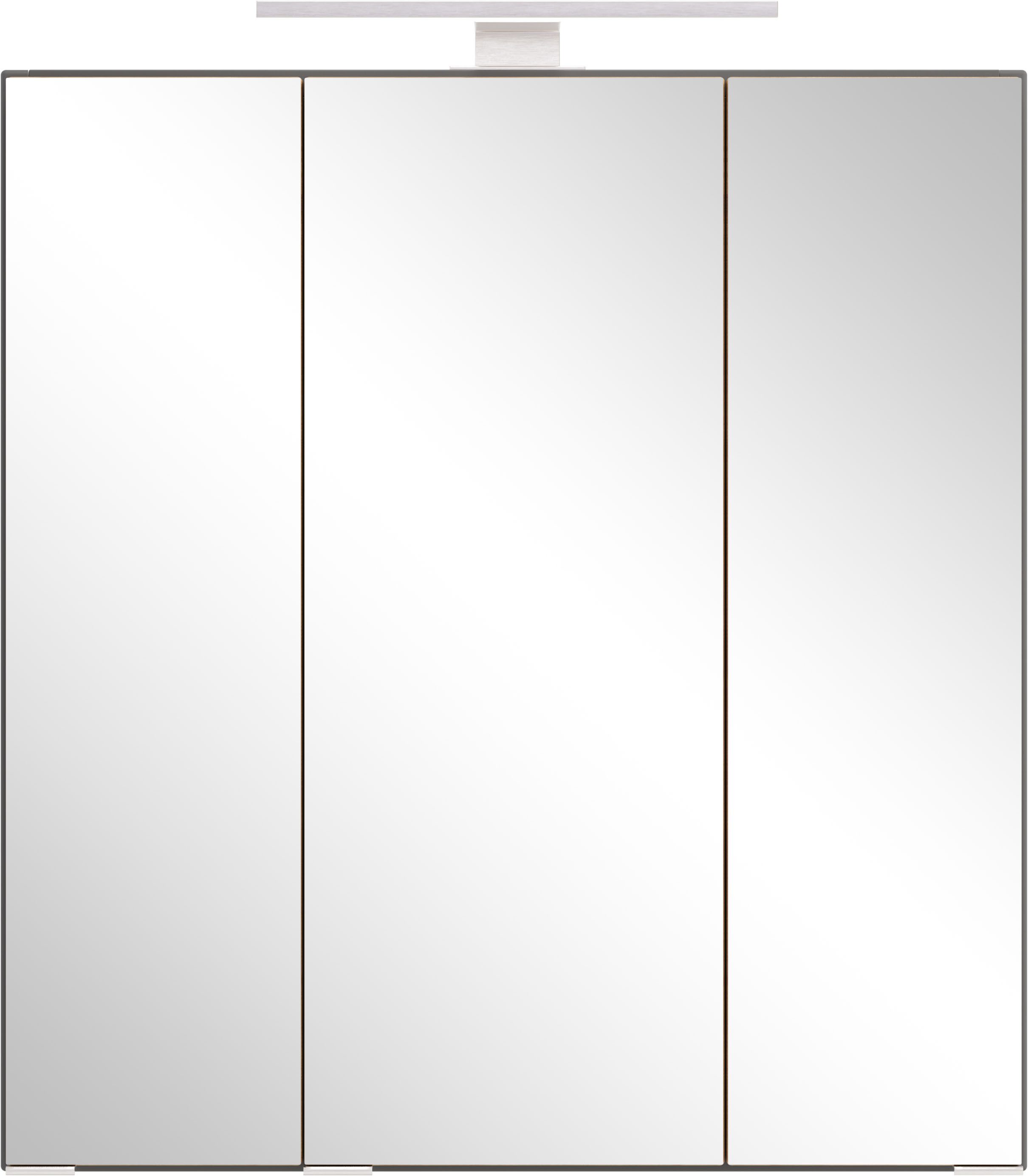 welltime Spiegelschrank TRIENT, 3D-Spiegelschrank 60 cm, gedämpfte Scharniere (Maße (B/H/T): ca. 60/64/20 cm) onyx-grey/Wildeiche, gedämpfte Scharniere