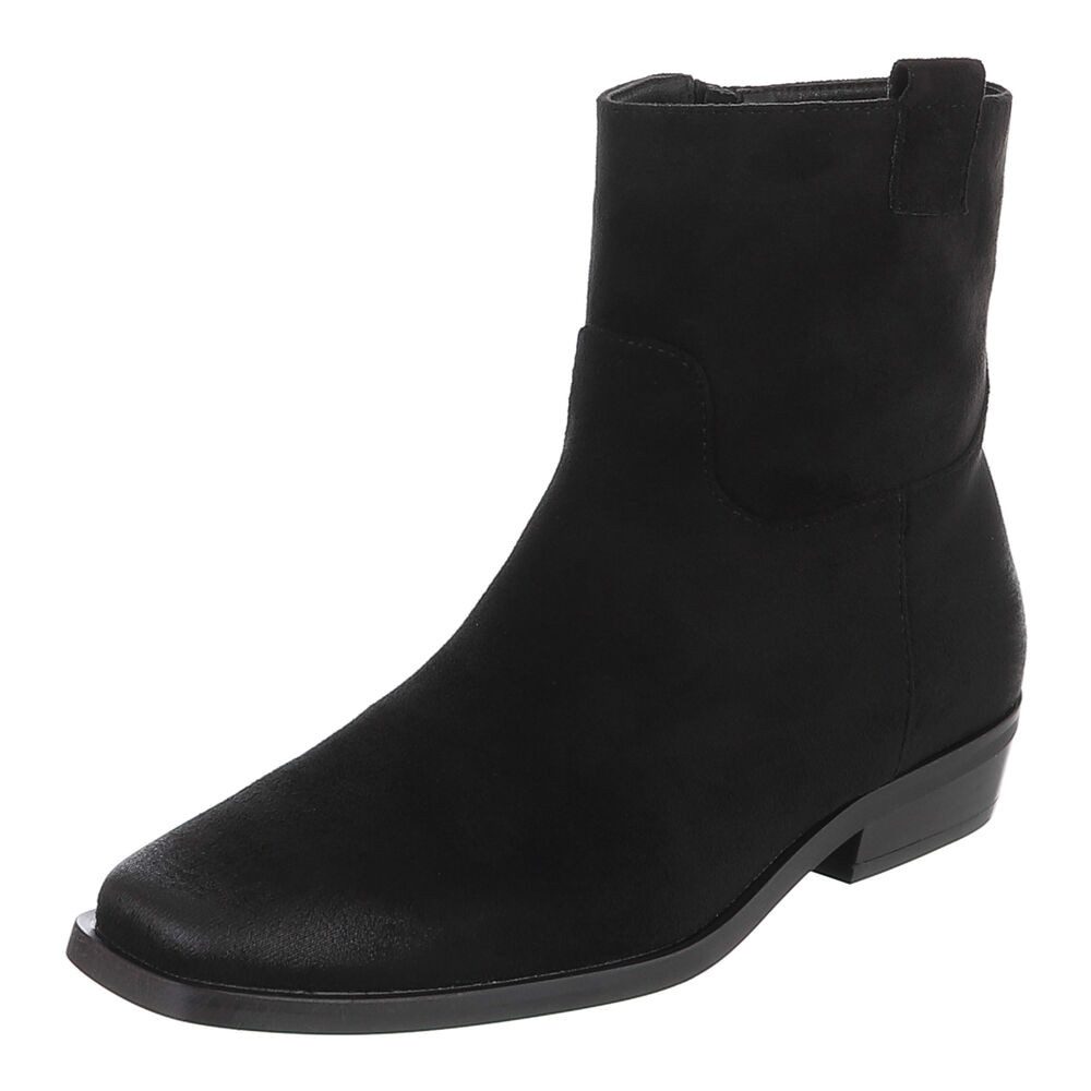 Ital-Design Damen Stiefelette mit Elastikeinsatz und Blockabsatz Stiefelette (92125661) Blockabsatz Flache Stiefeletten in Schwarz