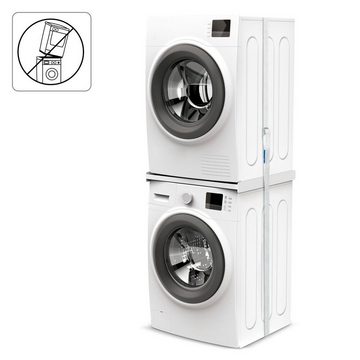 Xavax Zwischenbaurahmen für Waschmaschinen und Trockner, Traglast 250 kg, Verbindungsrahmen mit Zurrgurt