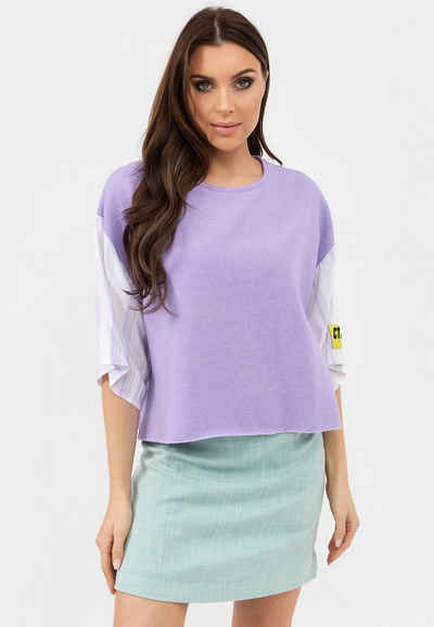 Cotton Candy Sweatshirt NEETA mit trendigem Materialmix