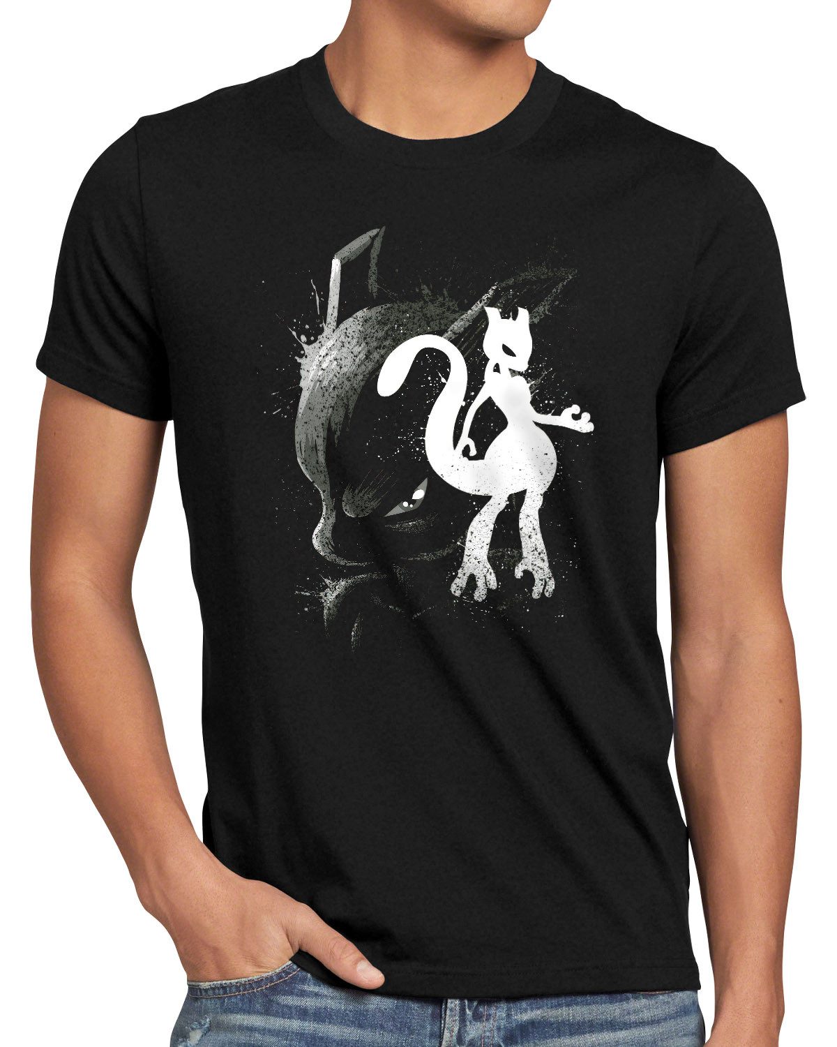 style3 T-Shirt pokemon mewtwo mew ash ketchum pikachu glumanda relaxo gengar enton