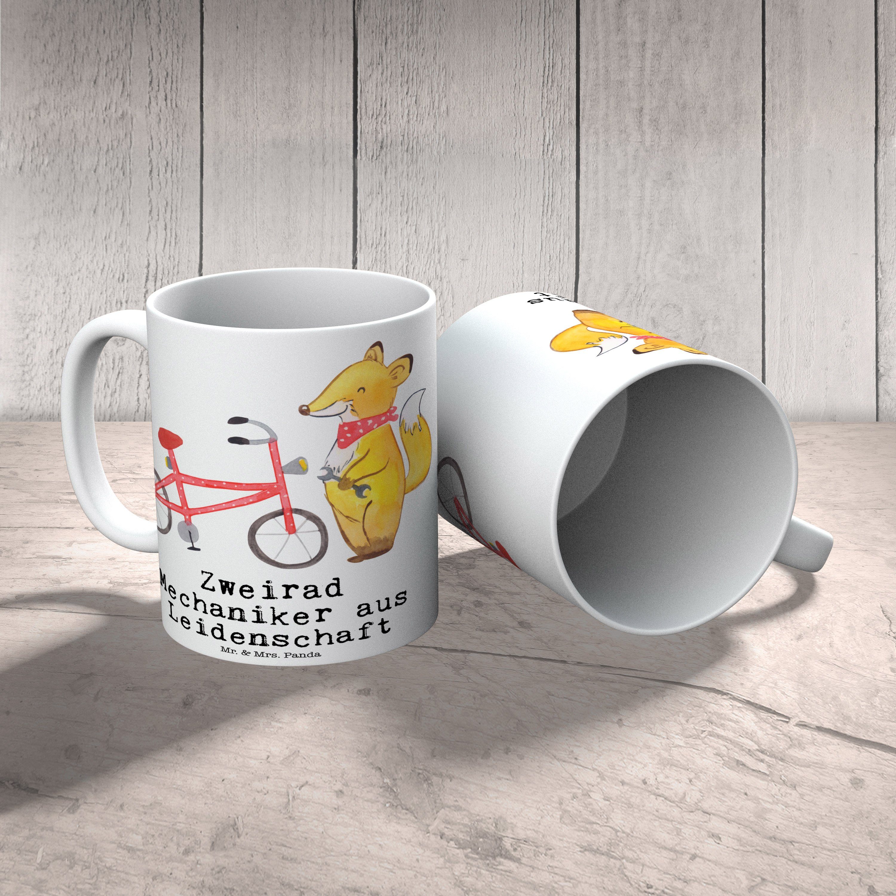 Panda - Jubi, Weiß Geschenk, Tasse Mr. Teetasse, Leidenschaft Keramik Mechaniker Zweirad aus Mrs. - &