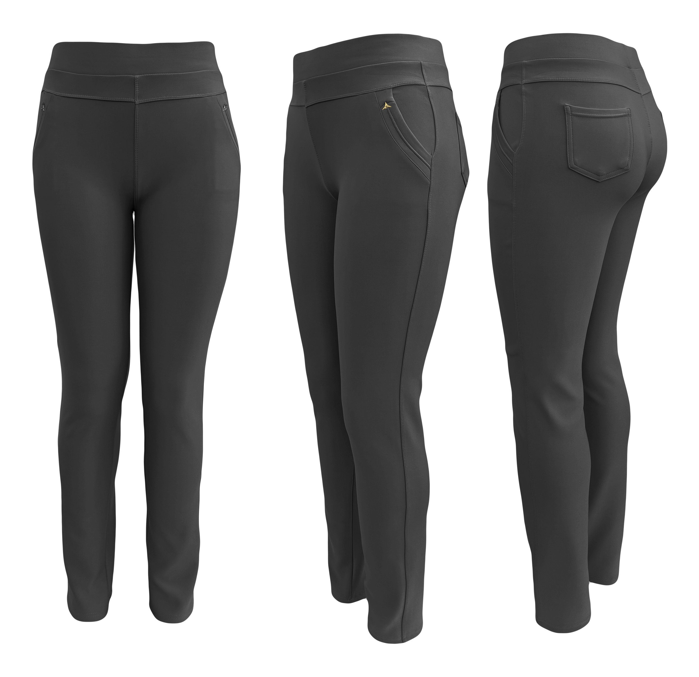 Aurela Damenmode Schlupfhose auch Classic erhältlich, Leggings oder Design, Komfortbund Freizeithose mit in Anthrazit Basic Damen modernes angenehme Haus- (1-tlg) großen Größen