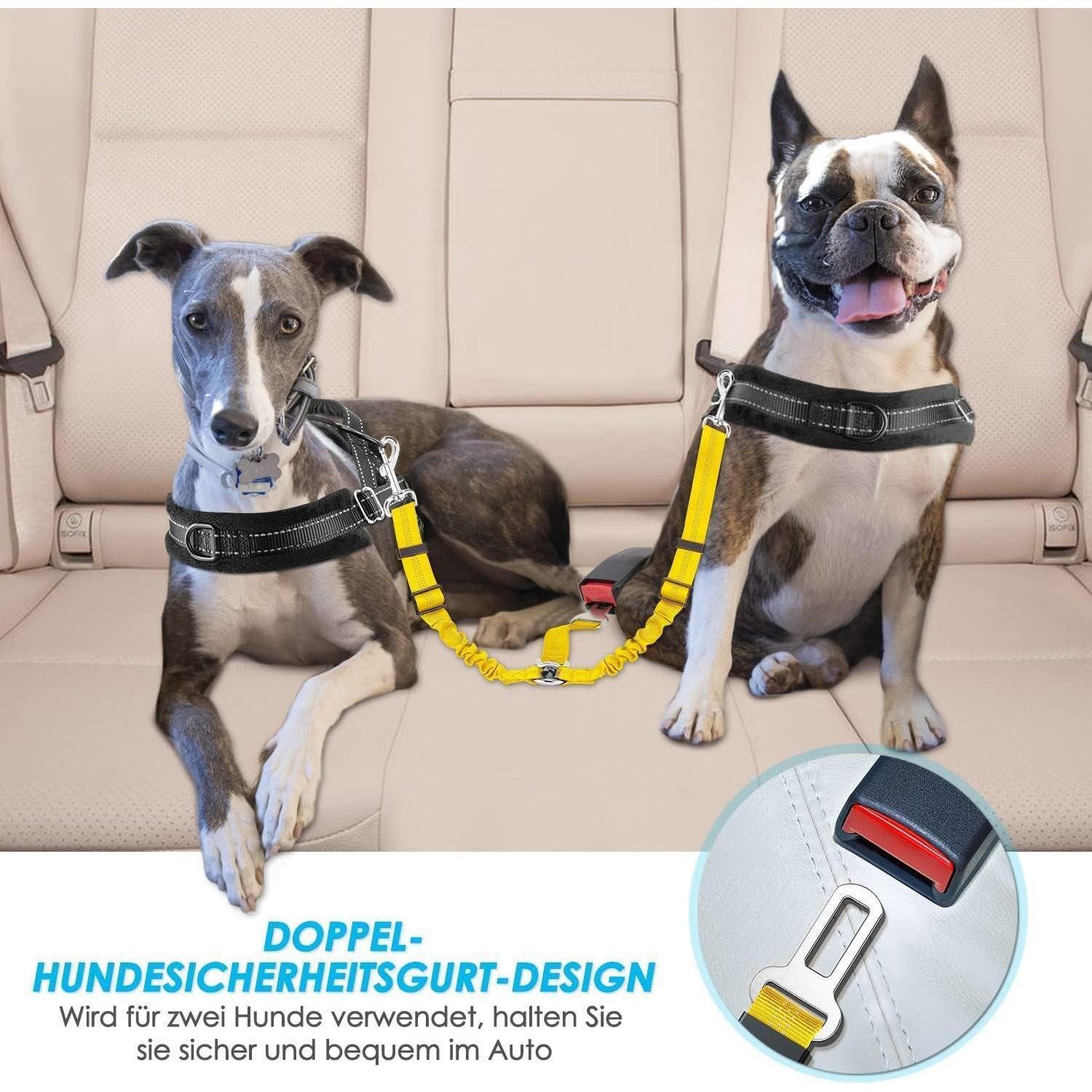 LuxusKollektion Autohundegeschirr Anschnallgurt Hundegurt Auto Sicherheitsgurt 2 Mittel in 1 Gelb