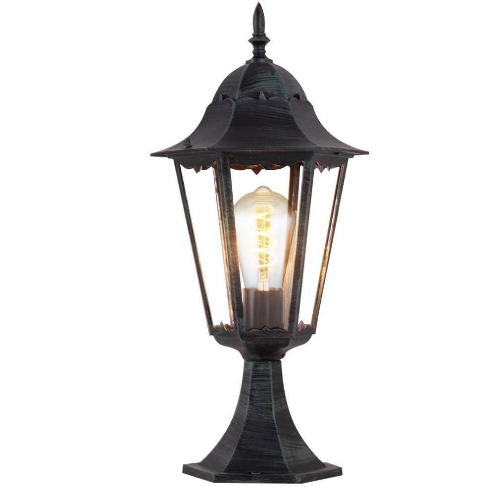 Harms Import Außen-Stehlampe, Leuchtmittel nicht inklusive, Rustikale Steh Leuchte Außen Beleuchtung ALU IP44 Sockel Lampe Laterne