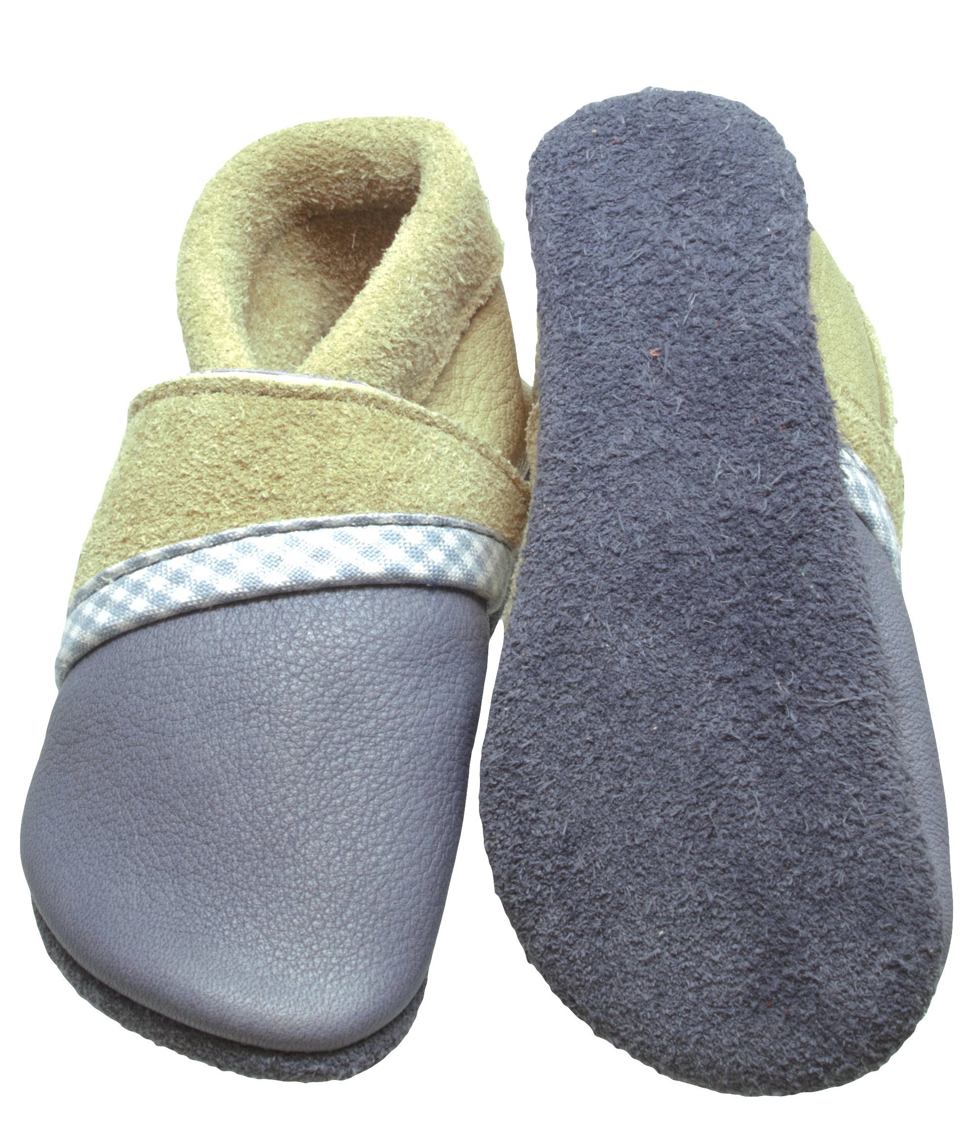 Pantolinos Krabbelschuhe Pantolinos Karolinos Hausschuhe Ökoleder Grau Krabbelschuh