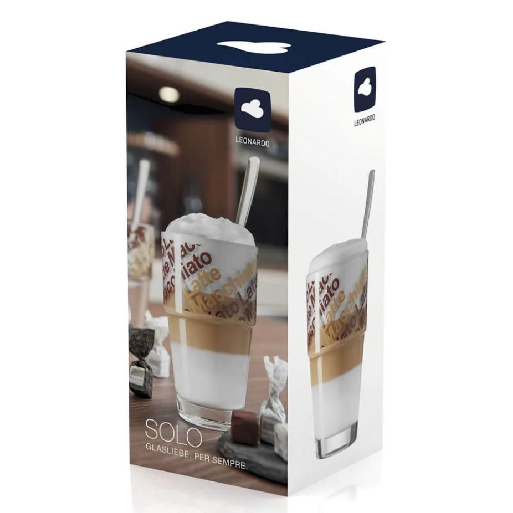 LEONARDO Cocktailglas Leonardo Latte Macchiato Gläser mit Löffel Solo (4er-Set) – Bild 4 von 4