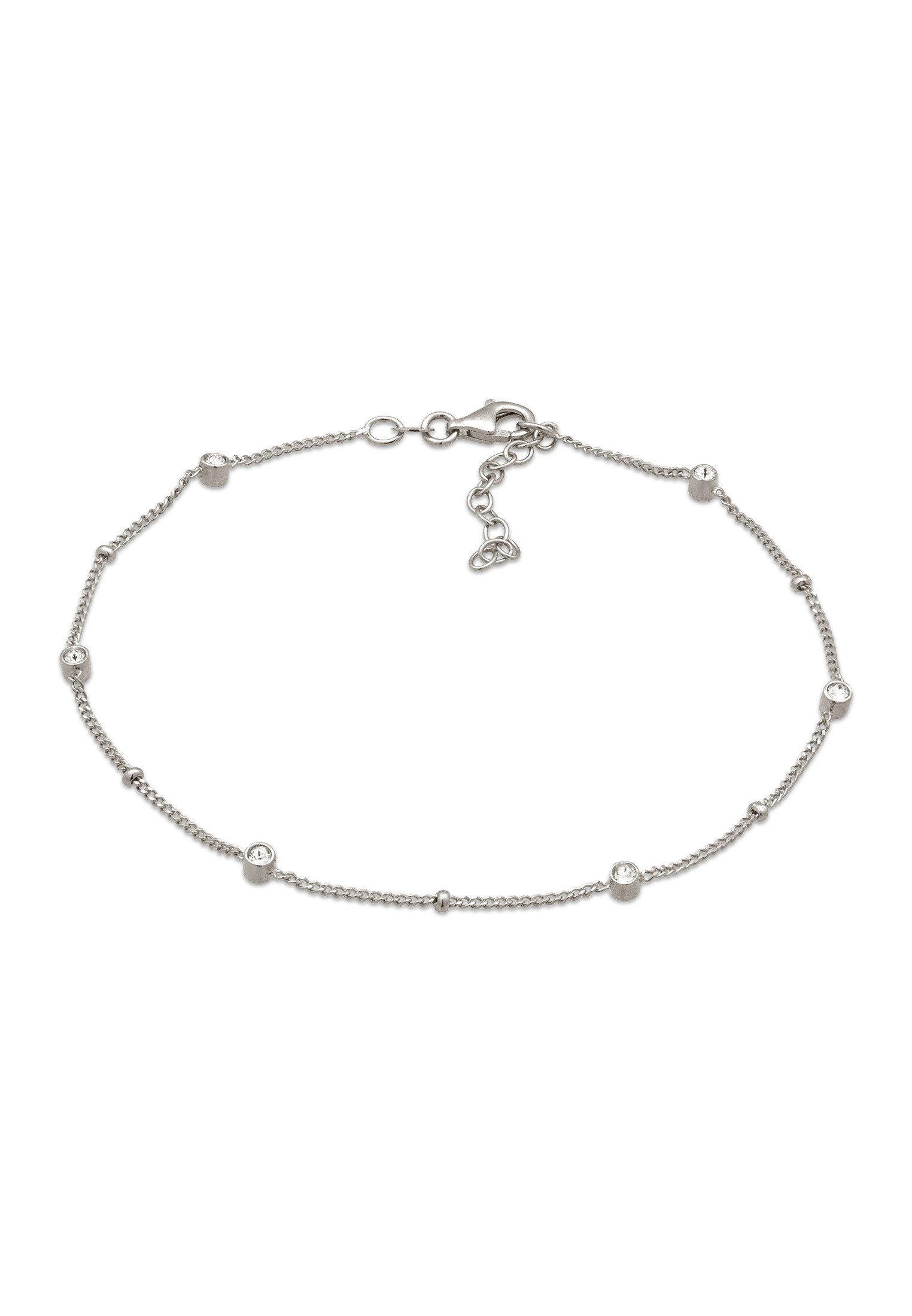 Fußkette Fußkette Weiß 925 Sterling Silber, mit Kristallen von Swarovski®