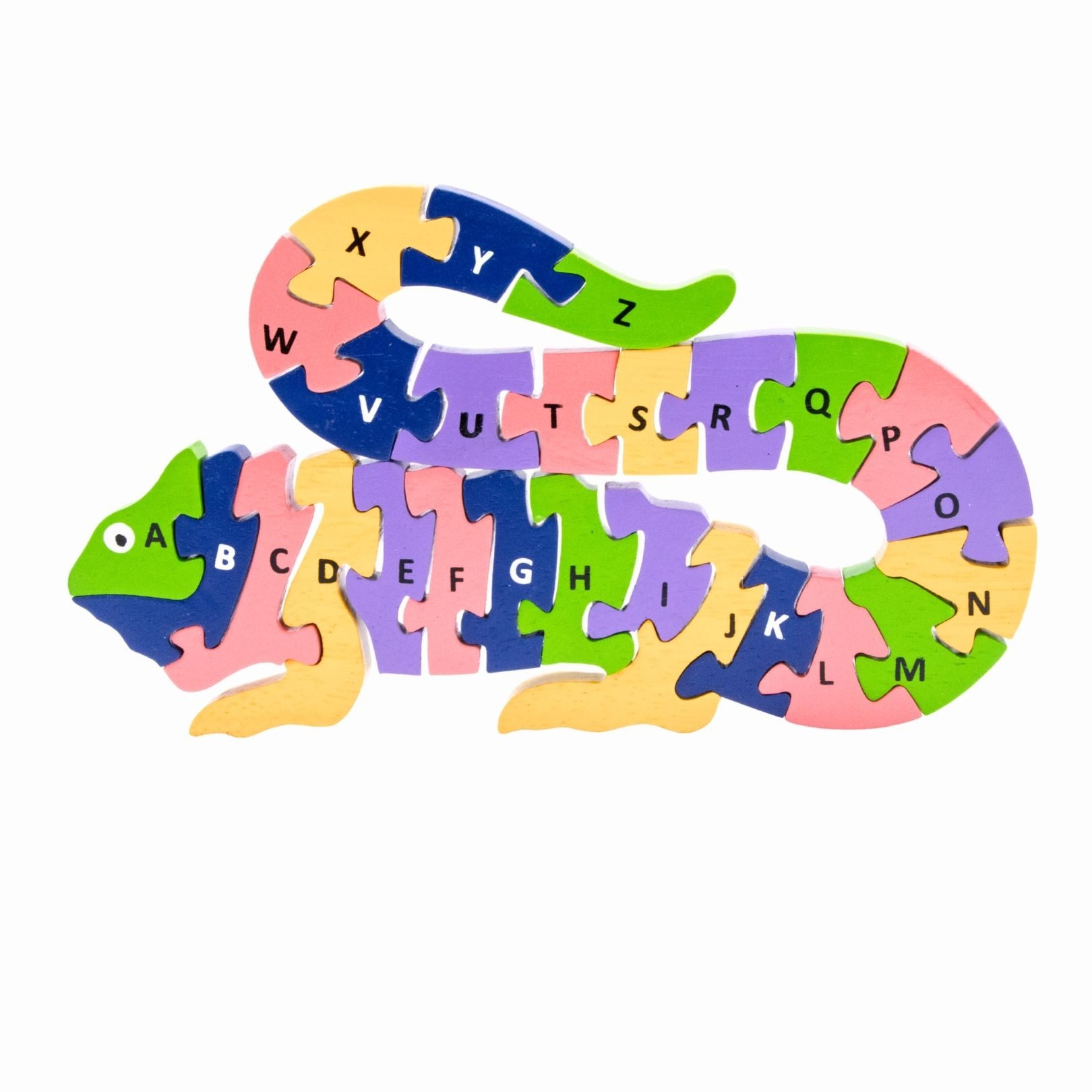 GICO Steckpuzzle Alphabet Holzpuzzle Leguan mit Buchstaben A-Z- 3922, Puzzleteile von GICO