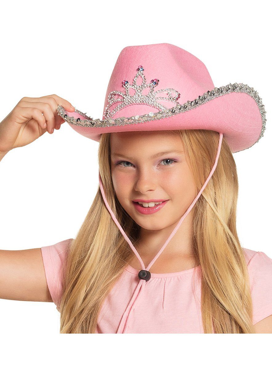 Boland Cowboy-Kostüm Pinkfarbener Cowgirl Hut für Mädchen, Die standesgemäße Kopfbedeckung für die Rodeo Queen und Prärieprin