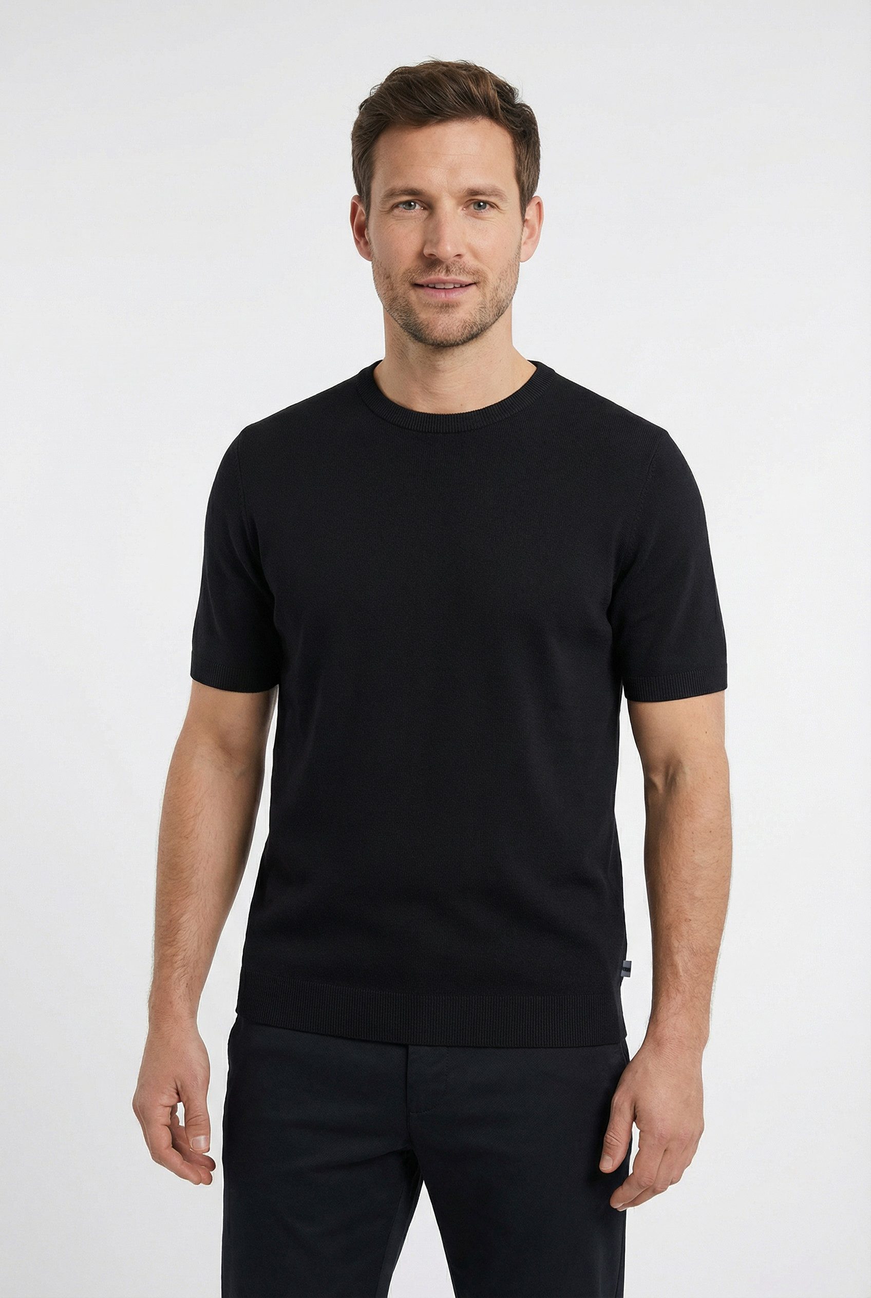 OLYMP T-Shirt Rundhals, Strick, normale Passform