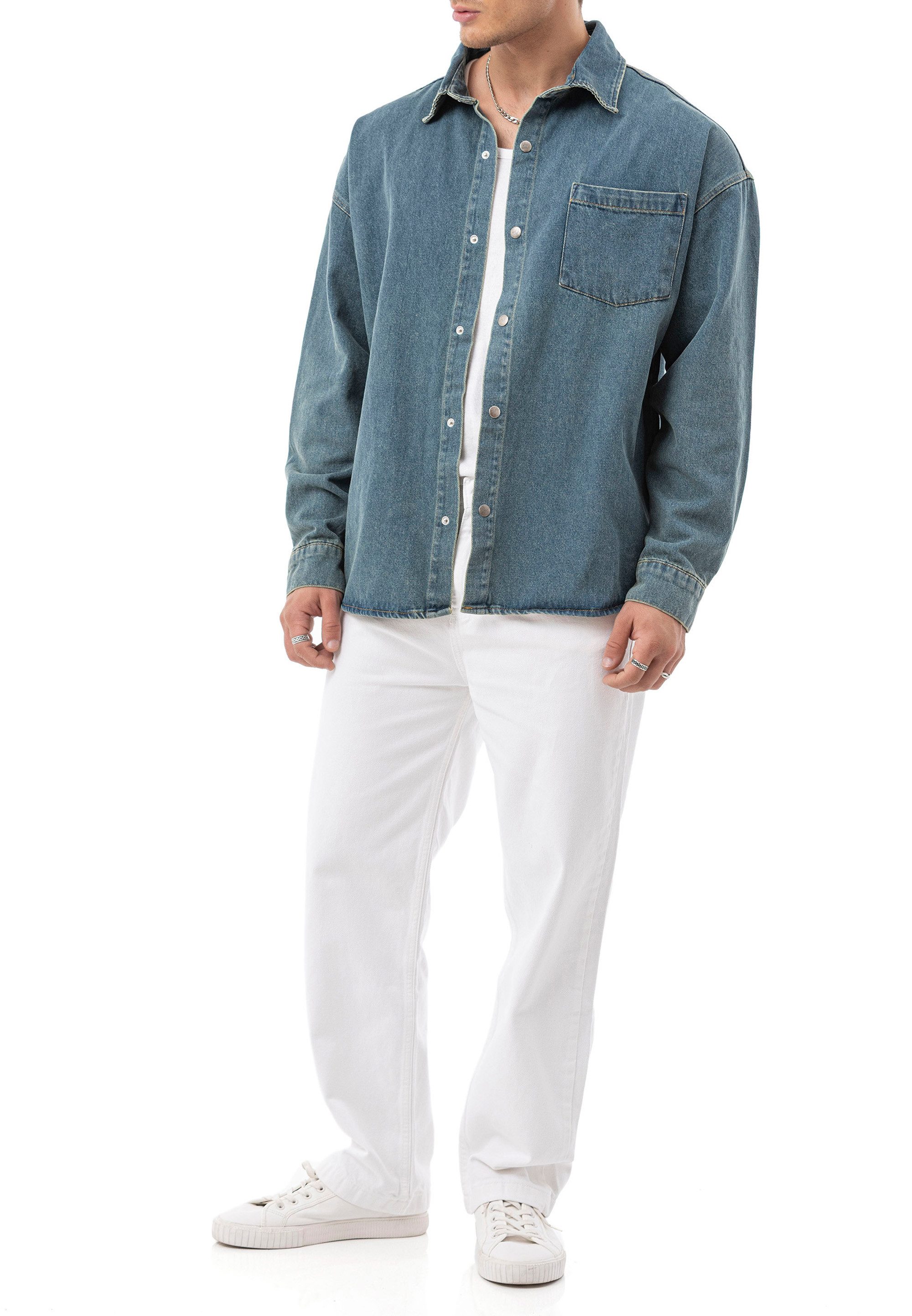 RedBridge Jeanshemd by Spruce - Denim-Hemd mit Druckknöpfen – Oversized Fit, Overshirt – Bild 5 von 5