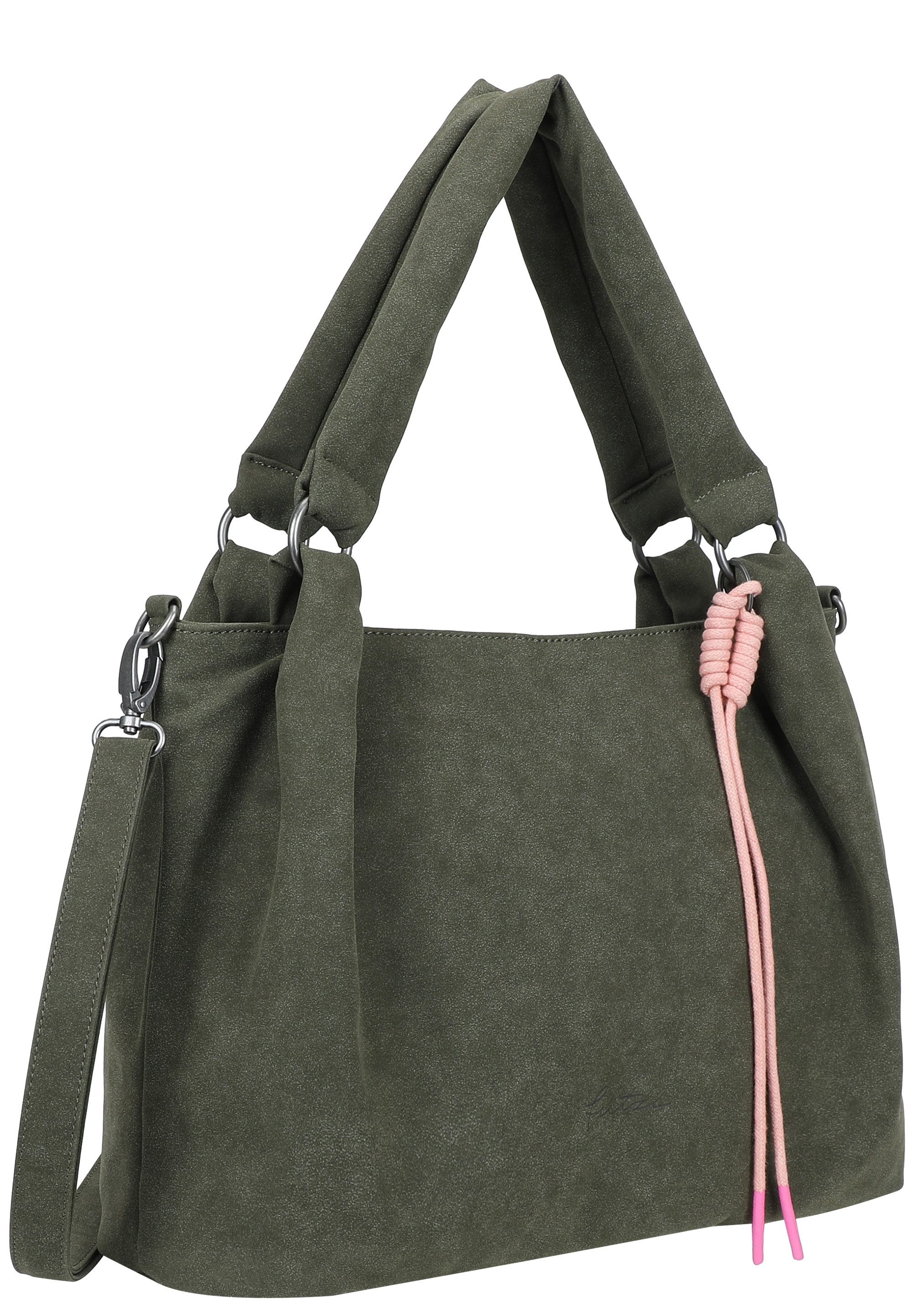 Fritzi aus Preußen Henkeltasche Sue03 Suede Jacky Soft Dark Anthra, mit abnehmbarer Makramee-Schnur