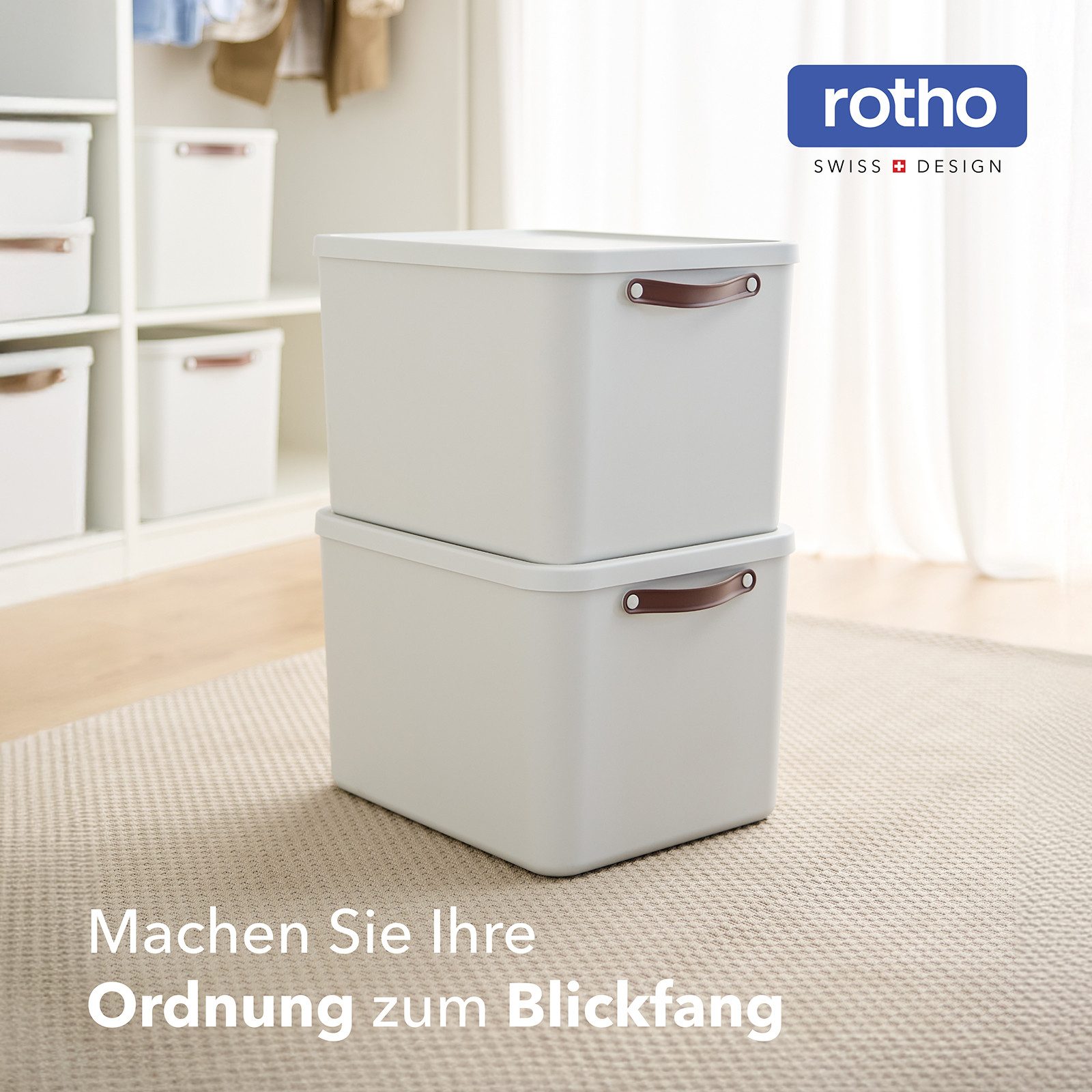 ROTHO Aufbewahrungsbox (Ordnungsboxen im Set, 2er-Set), große Lagerbox ideal für Kleidung, Decken und Haushaltsartikel – Bild 3 von 5