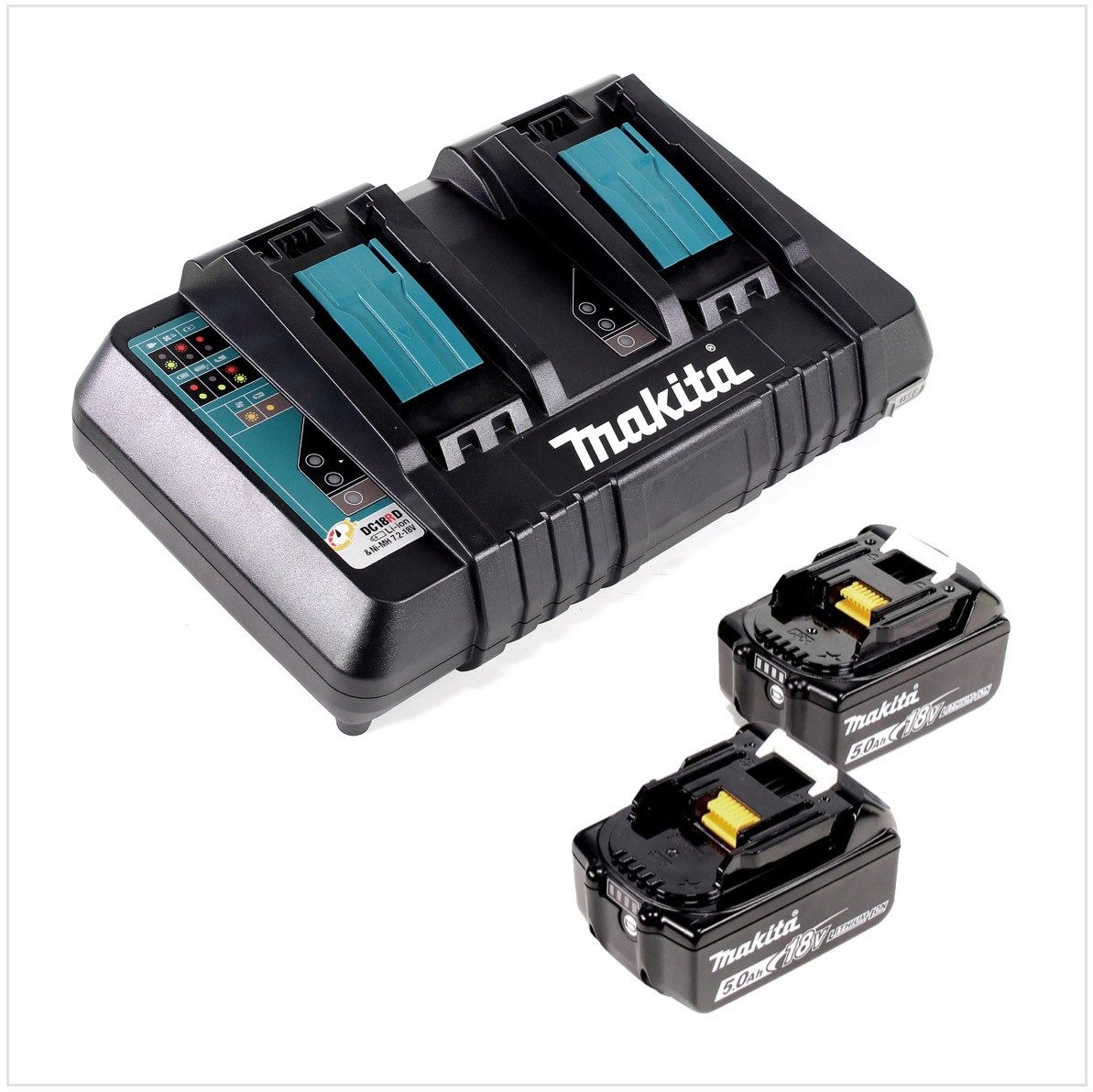 Makita Benzin-Kettensäge DUC 353 PT2 Akku Kettensäge 36V (2x18V) Brushless 35 cm + 2x 5,0 Ah