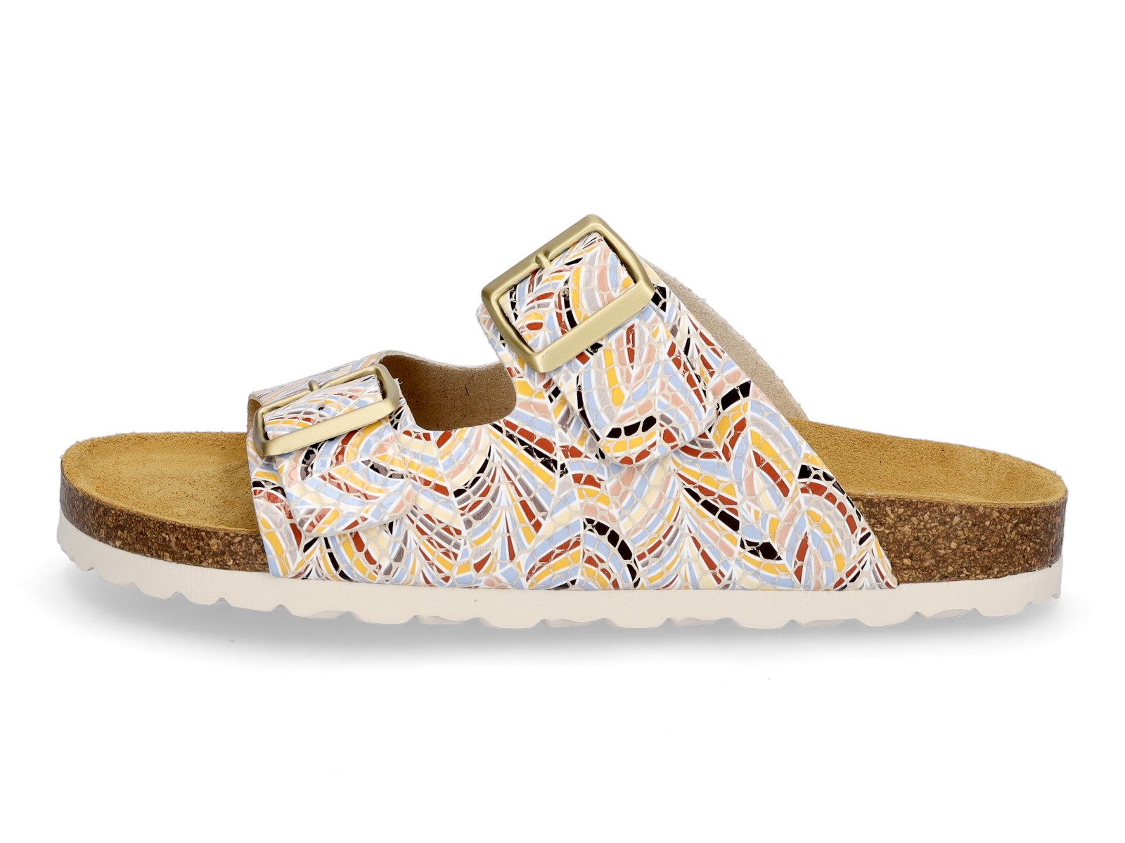 MIDS MOMO Damen Pantolette multi, Zweiriemer aus Kunstleder mit ergonomischem Fußbett & Schnallen