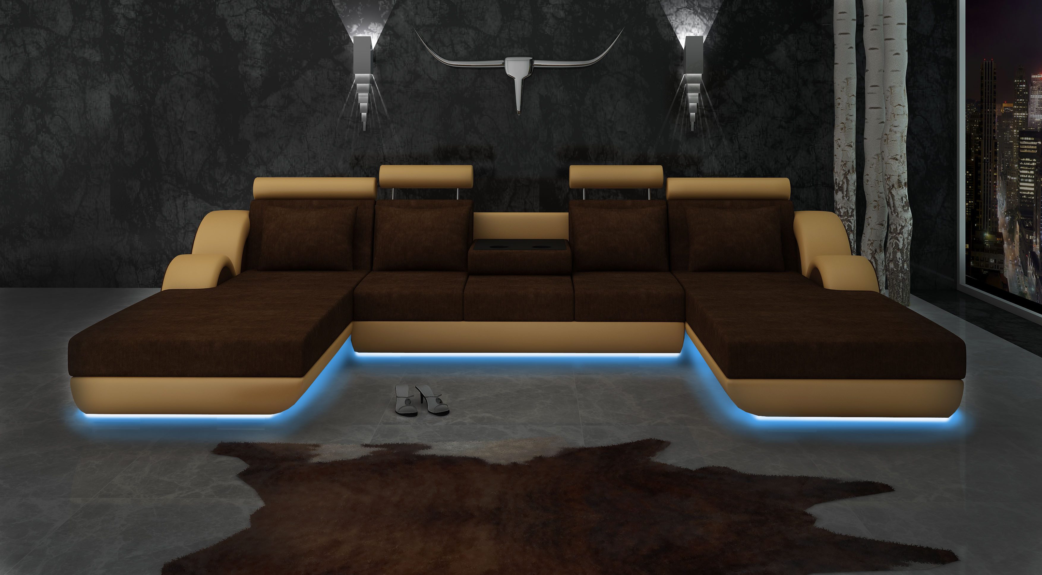 JVmoebel Wohnlandschaft Textilsofa Stoffsofa Berlin U-Form + USB Ecksofa Designer Sofa, Made in Europa