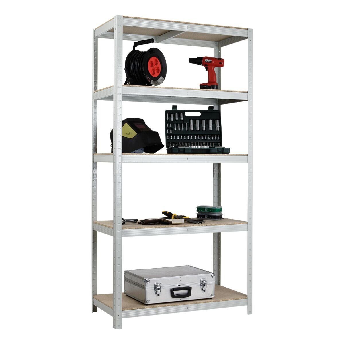 SZ METALL Schwerlastregal Multitasker, Tiefe 45 cm, aus Stahl mit Holzböden