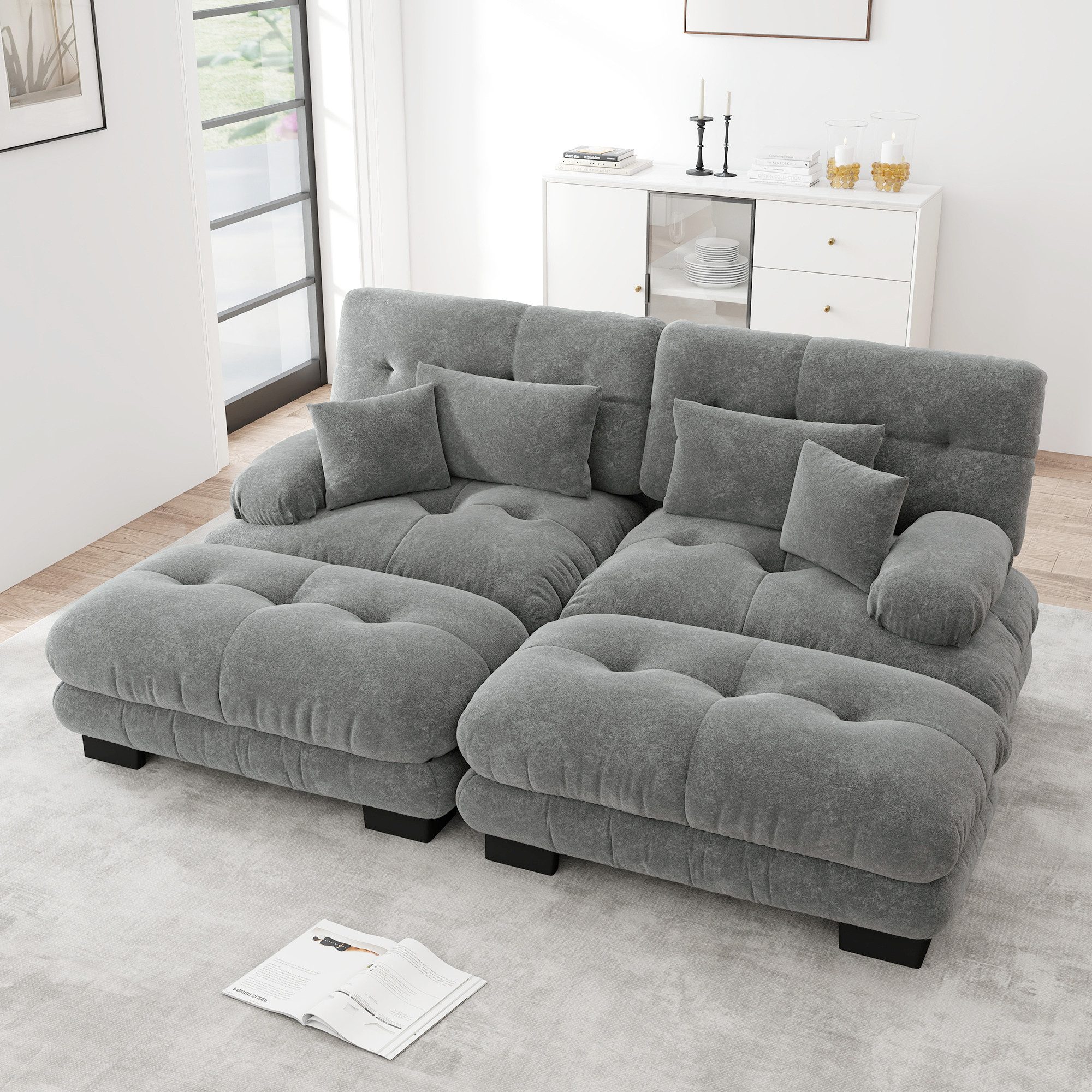 Odikalo 2-Sitzer Schlafsofa Polstersofa Ecksofa, Cloud Ecksofa für Wohnzimm günstig online kaufen