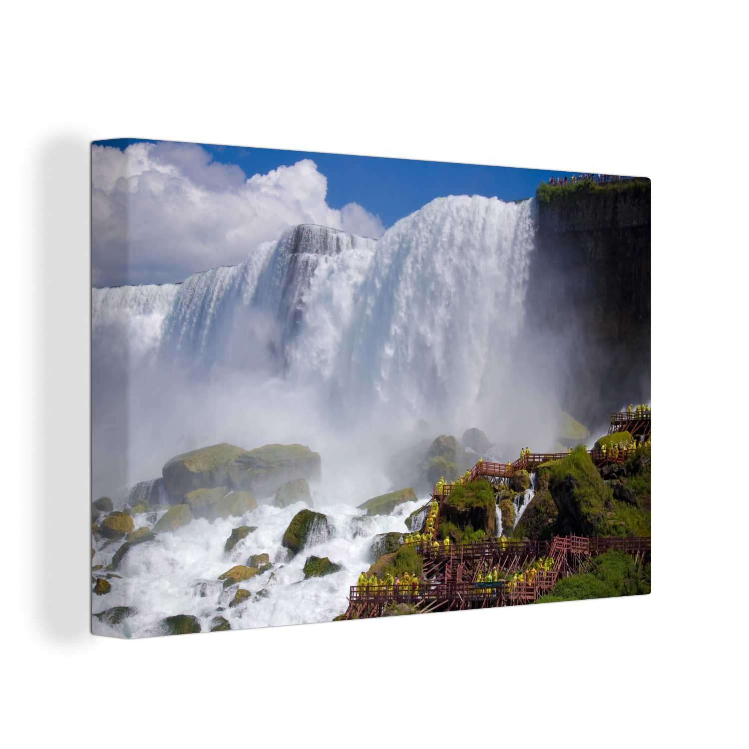 OneMillionCanvasses® Leinwandbild Aufhängefertig, Wandbild cm Felsformationen (1 30x20 den Niagarafällen, Wanddeko, Leinwandbilder, vor St)