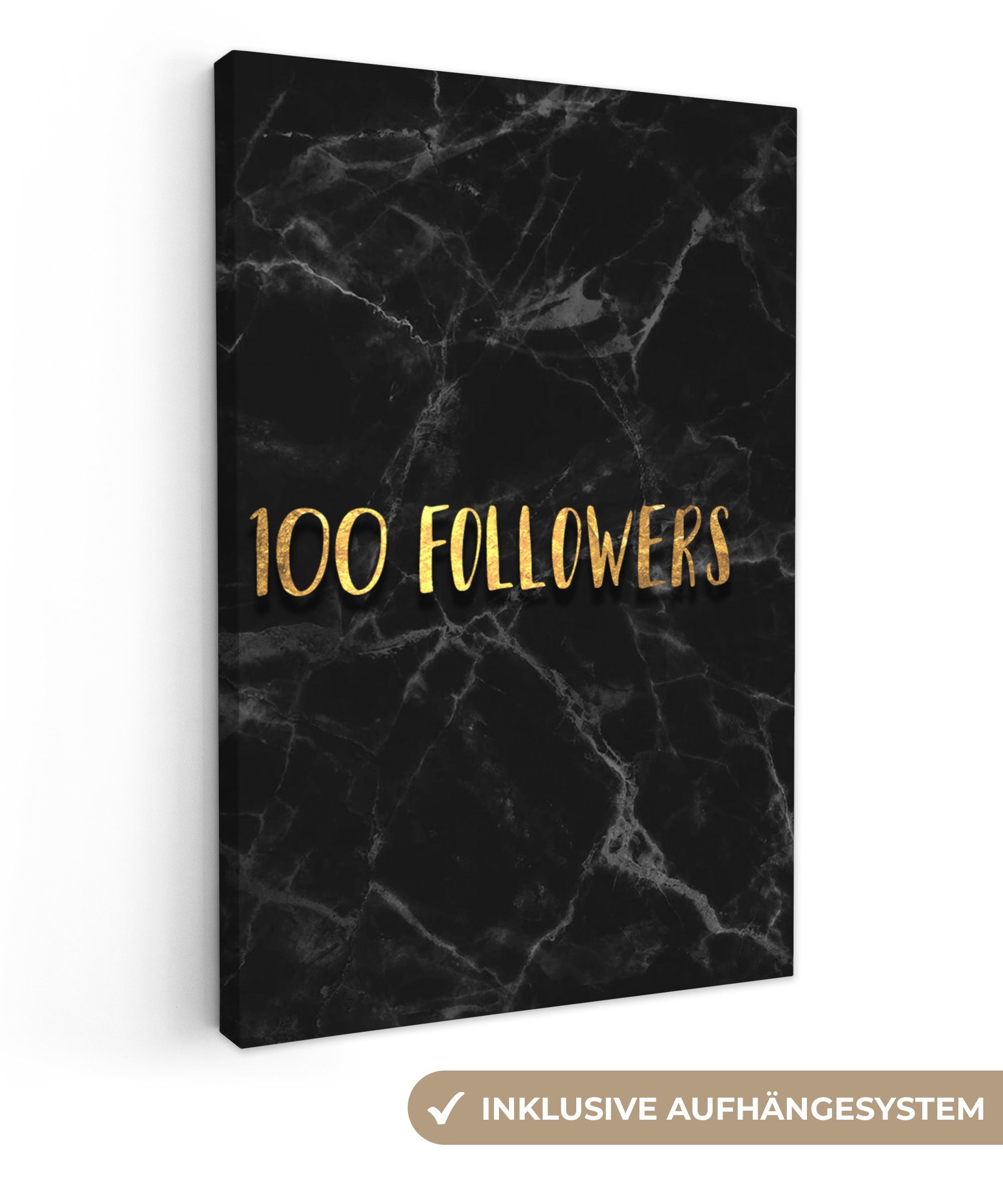 OneMillionCanvasses® Leinwandbild Soziale Medien - Instagram - Gold - Marmor, (1 St), Leinwandbild fertig bespannt inkl. Zackenaufhänger, Gemälde, 20x30 cm
