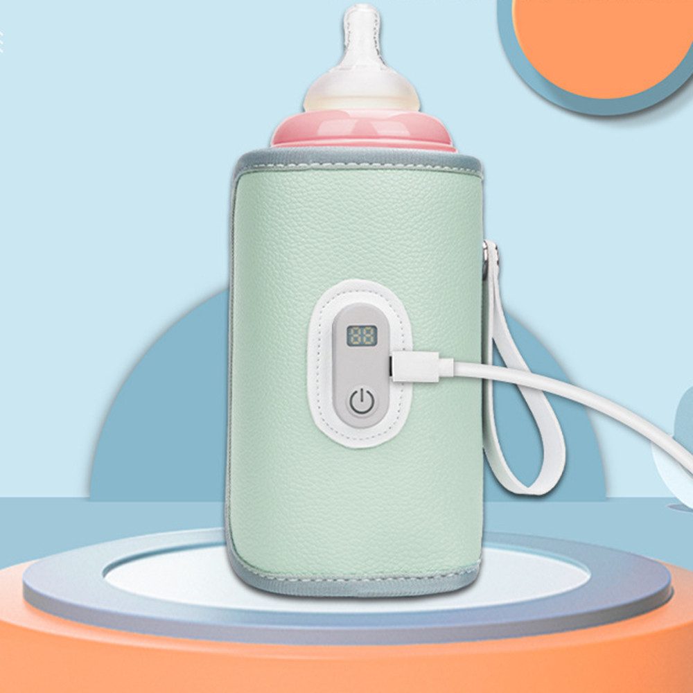 Coonoor Babyflaschenwärmer Tragbarer Baby Flaschenwärmer zur Temperaturhaltung, hält Wärme bis zu 24 h, 5 Temperaturstufen zur Auswahl, USB-Ladung