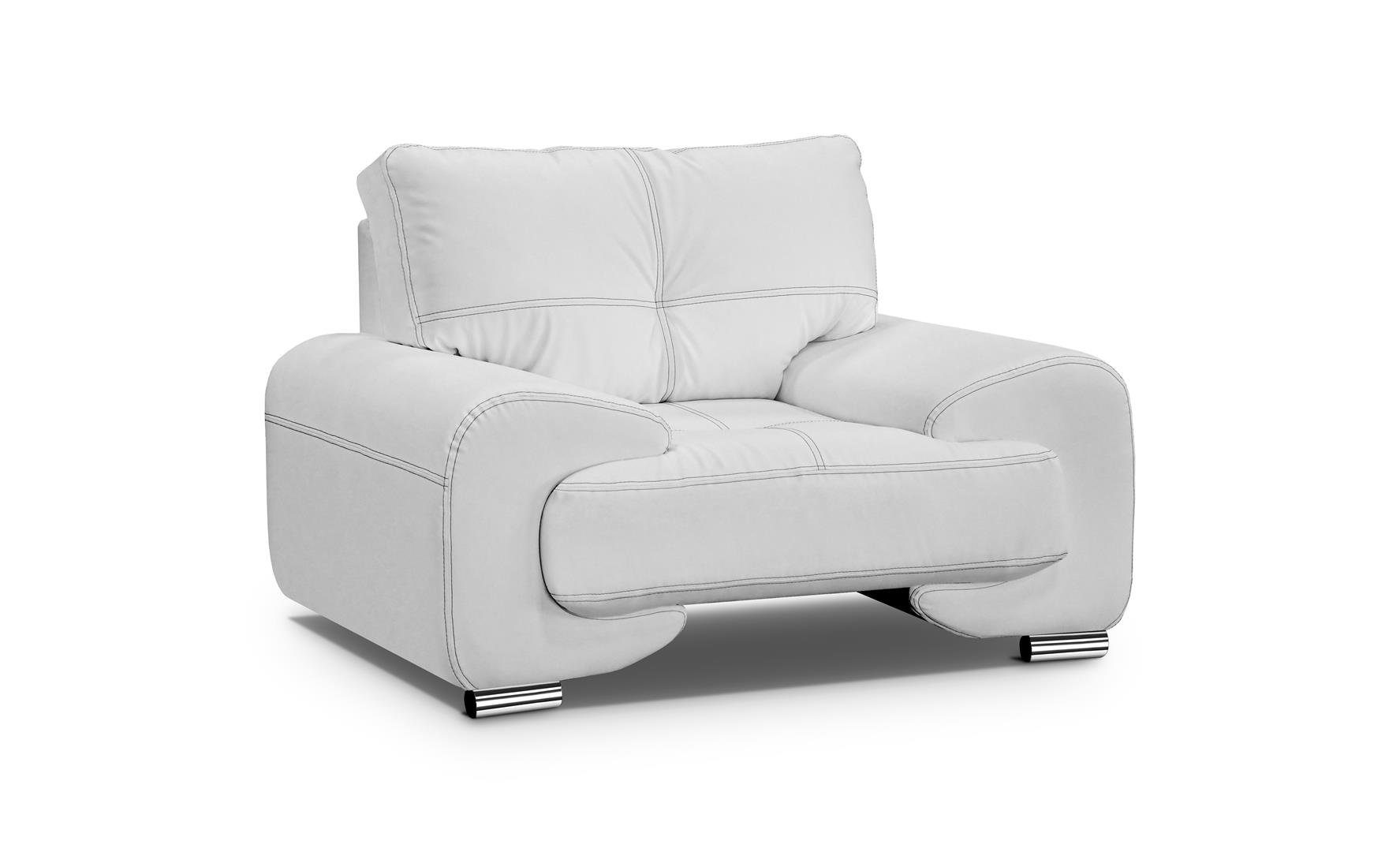 Beautysofa Relaxsessel Relaxsessel Omega Kunstleder Sessel Modern Wohnzimmersesel Weiß (dolaro 511)