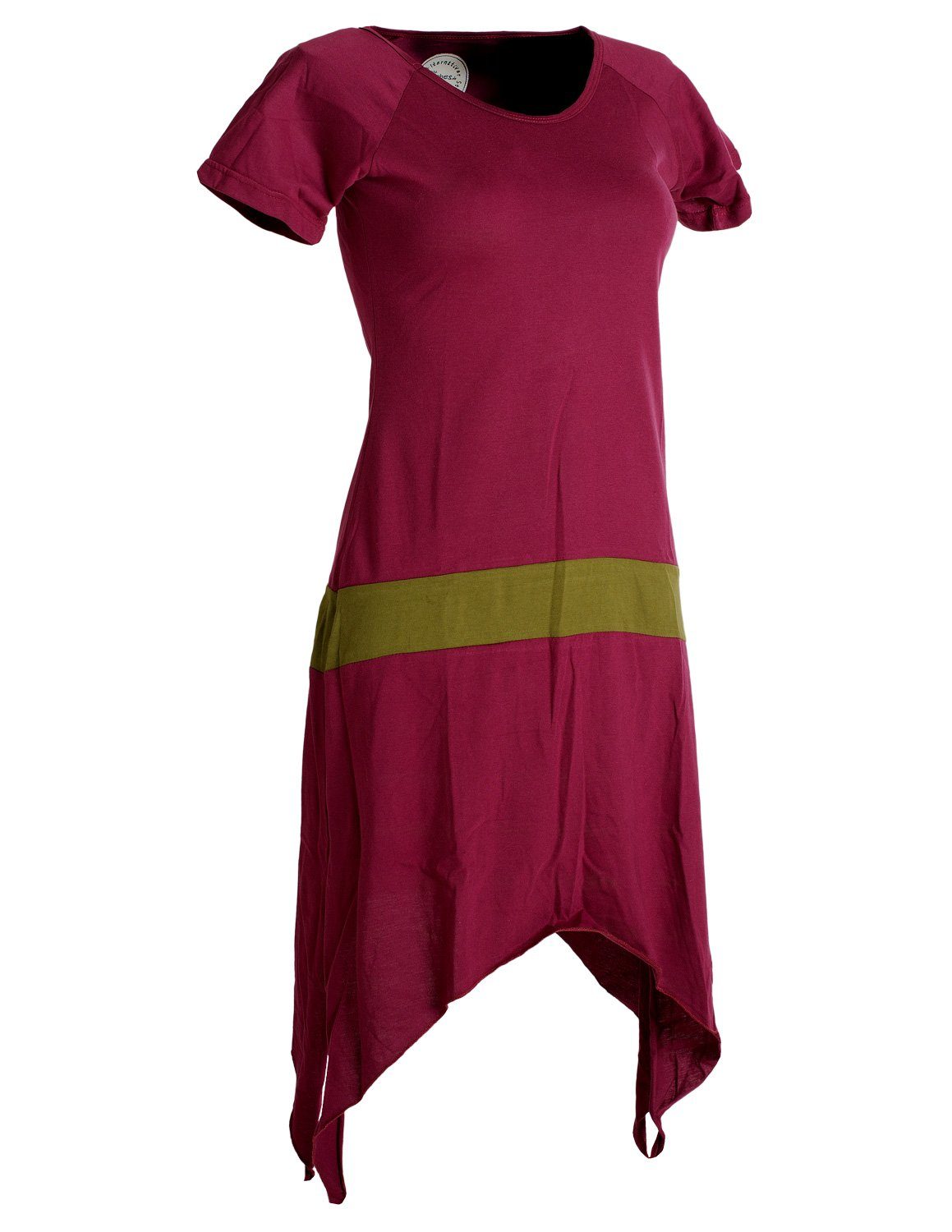 kurzärmliges Sommerkleid Style Einfaches Tunika, Longshirt, dunkelrot aus Baumwolle Vishes Hippie Zipfelkleid