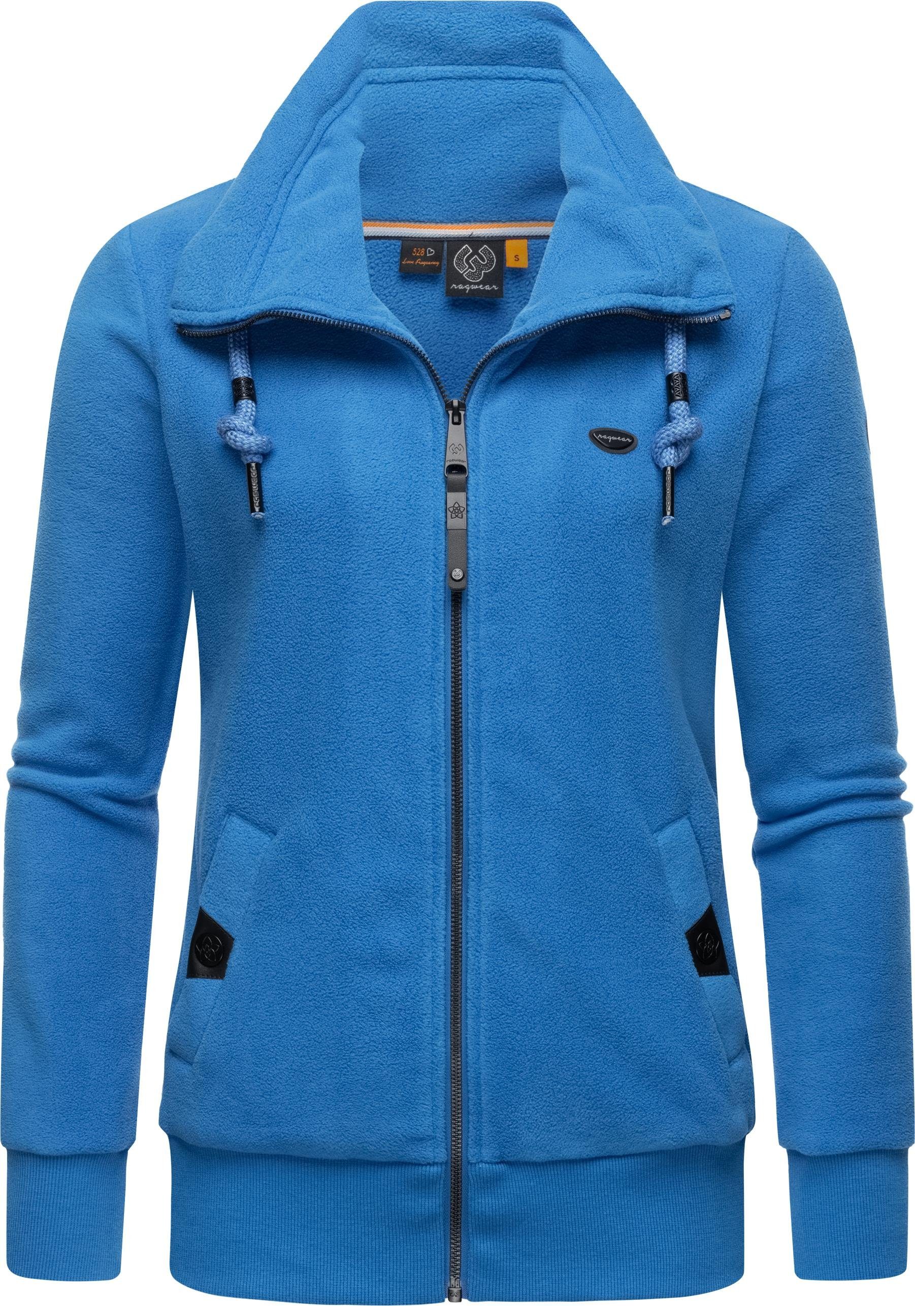 Ragwear Sweatjacke Rylie Fleece Zip Solid weicher Fleece Zip-Sweater mit Kordeln blau