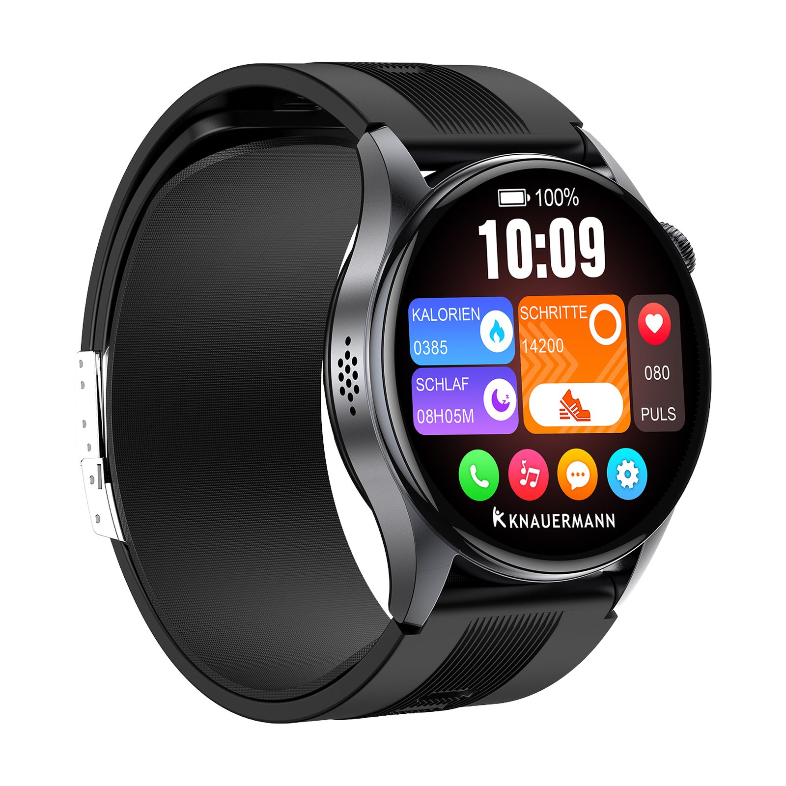Knauermann PRO 4 Air Senioren-Smartwatch mit Sturzerkennung & SOS Smartwatch, Sport- und Gesundheitsfunktionen, Pflegefunktion, SOS-Taste
