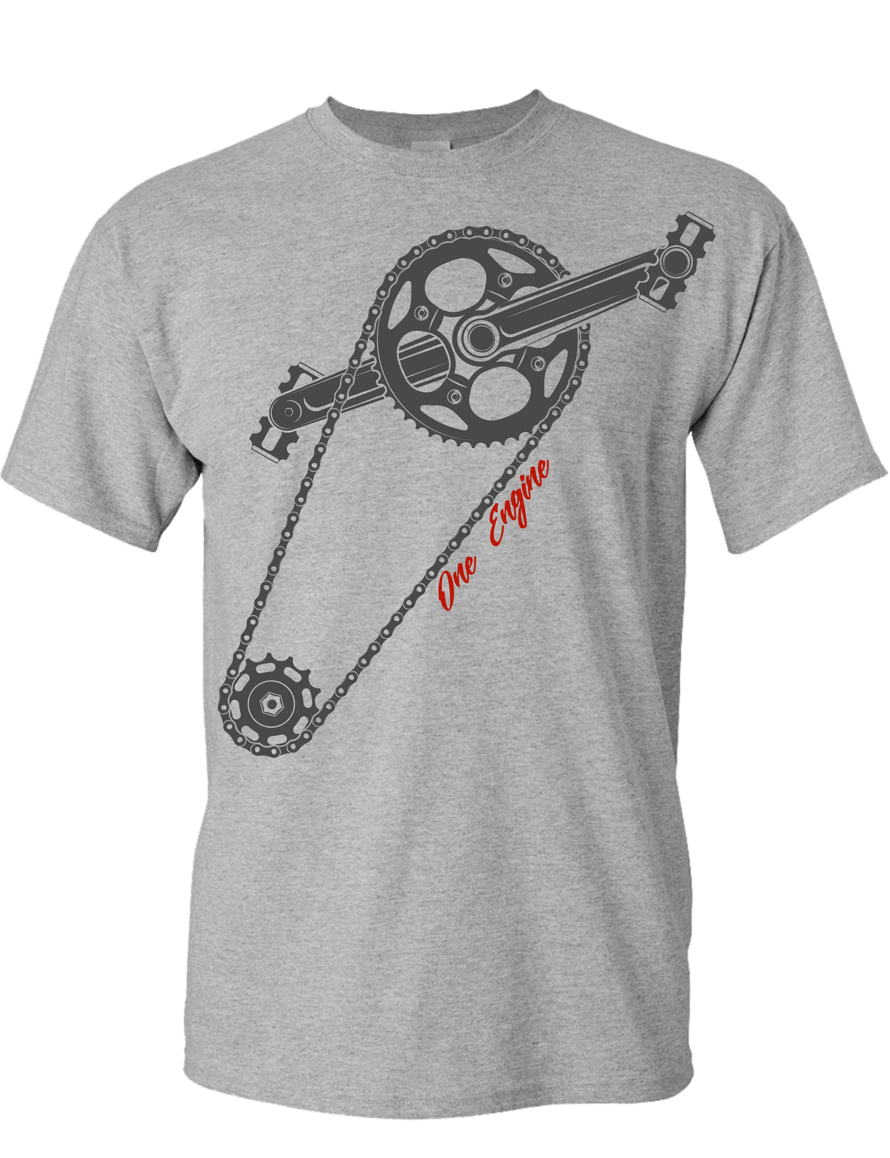 Baddery Print-Shirt Fahrrad T-Shirt: "One Engine", hochwertiger Siebdruck, auch Übergrößen, aus Baumwolle