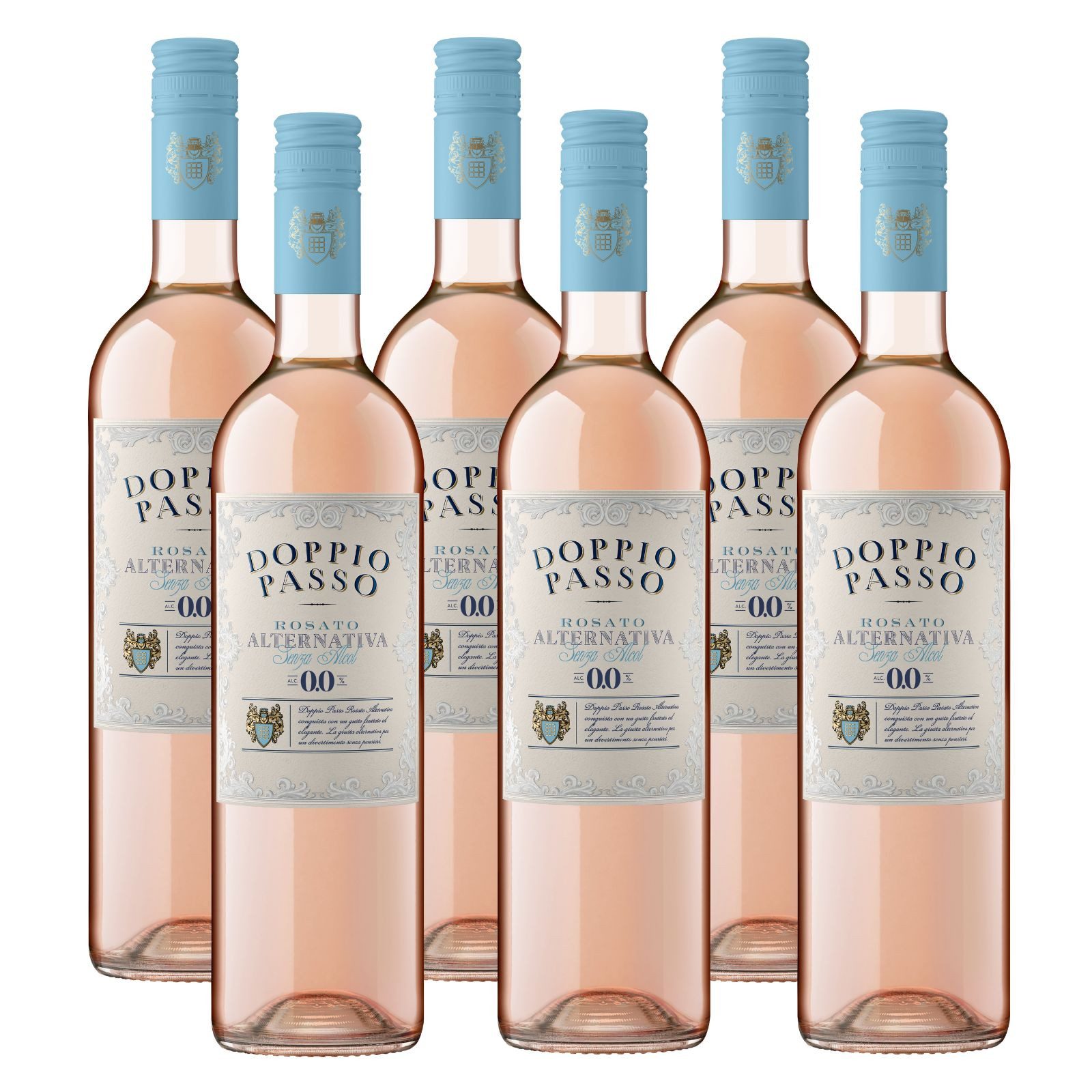 Doppio Passo Wein Doppio Passo Rosato Alternativa Rosé 0,0% (6x0,75 l), 6 x, Fruchtiger Rosato-Genuss ohne Alkohol mit italienischem Charakter