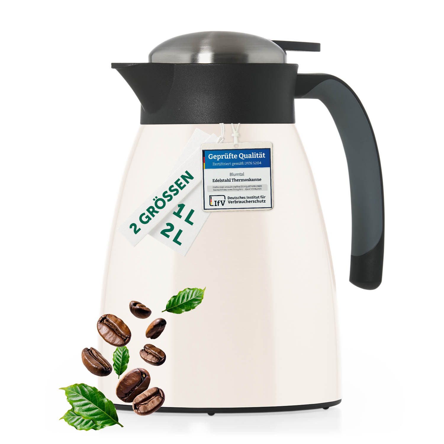 Blumtal Isolierkanne Thermoskanne Carla - 1L Bruch- und auslaufsicher, 1 l, Quick Tip Verschluss, BPA-frei, hält Getränke stundenlang warm & kalt