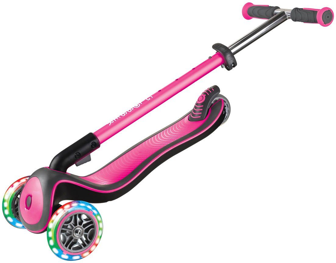Leuchtrollen pink LIGHTS, Globber DELUXE toys ELITE & sports Dreiradscooter mit authentic