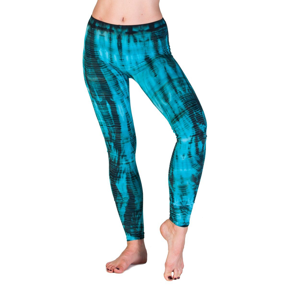 PANASIAM Leggings handgefärbte Unikat Batik Leggings aus natürlicher Viskose Goa Hose im Batik Look Yogaleggings Sporthose Sportleggings lange Leggings