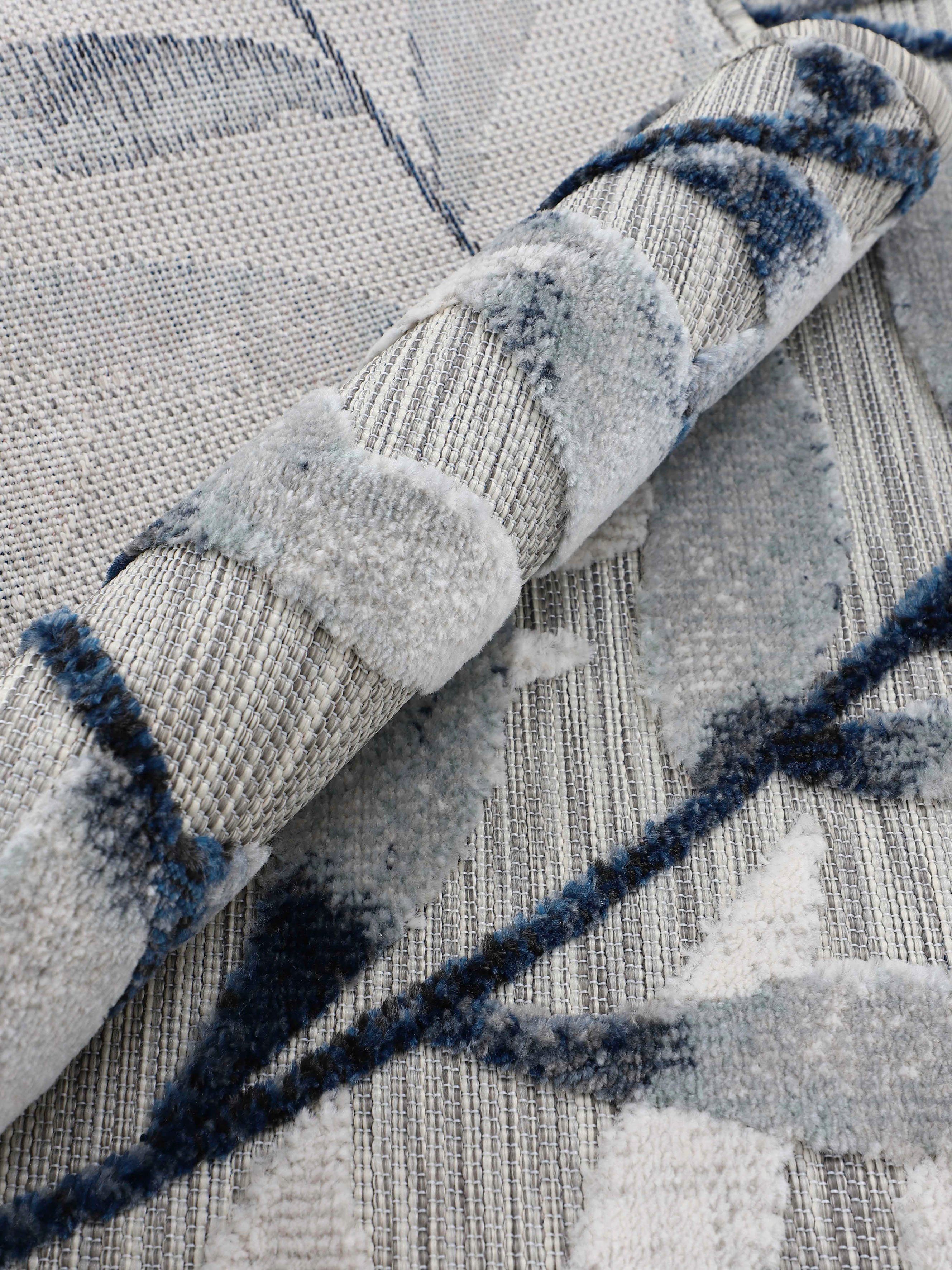 Teppich Deja Flachgewebe, 4 carpetfine, 100, Motiv- robustes mm, Effekt Höhe: Hoch-Tief Palmenblätter, rechteckig, Floral