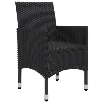 vidaXL Gartenlounge-Set 3-tlg. Bistro-Set Poly Rattan und Akazienholz Schwarz, (1-tlg)