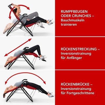 MAXXMEE Heimtrainer Inversionstrainer - Rückentrainer - Deluxe - rot/schwarz