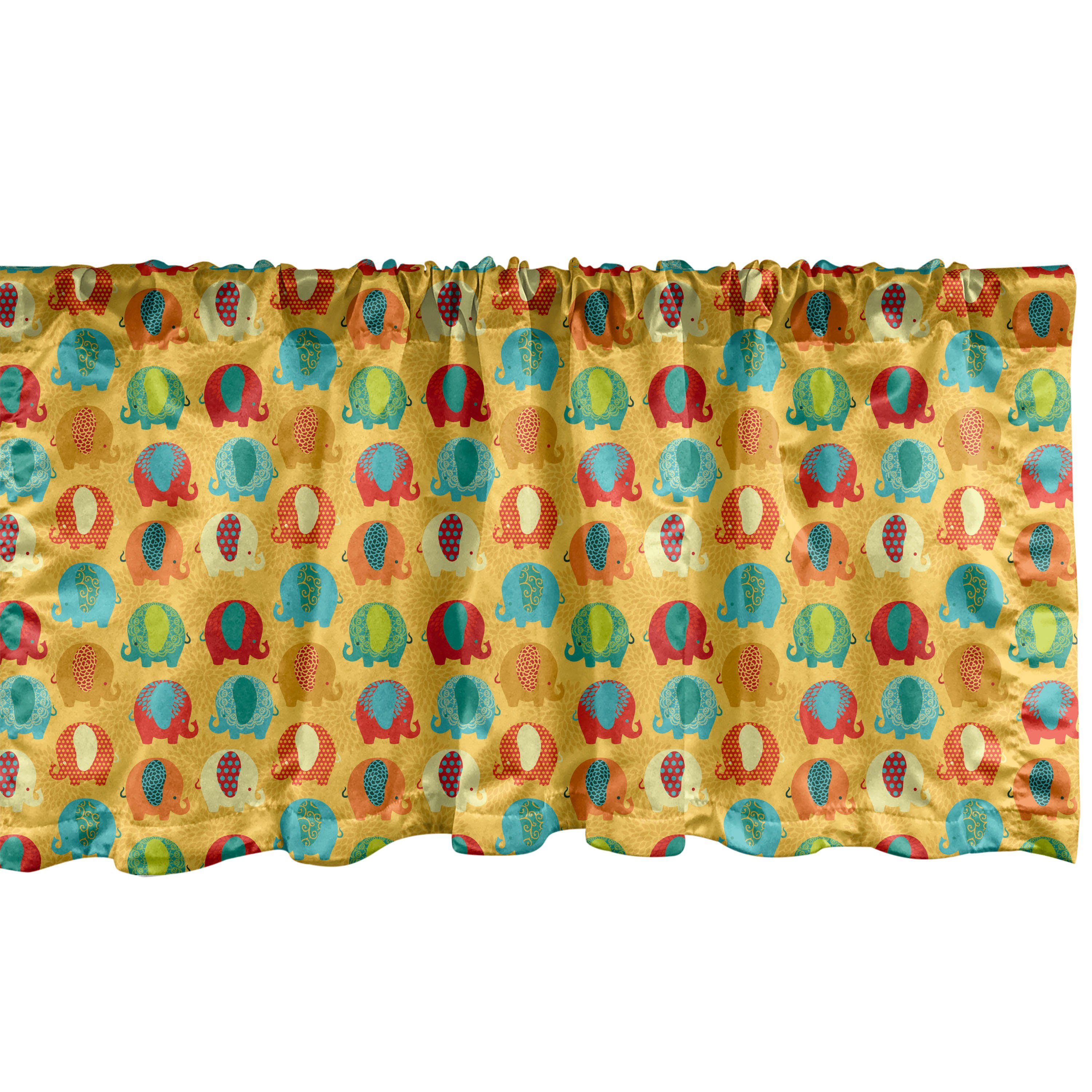 Scheibengardine Vorhang Volant für Küche Schlafzimmer Dekor mit Stangentasche, Abakuhaus, Microfaser, Elephant Nursery Kultur