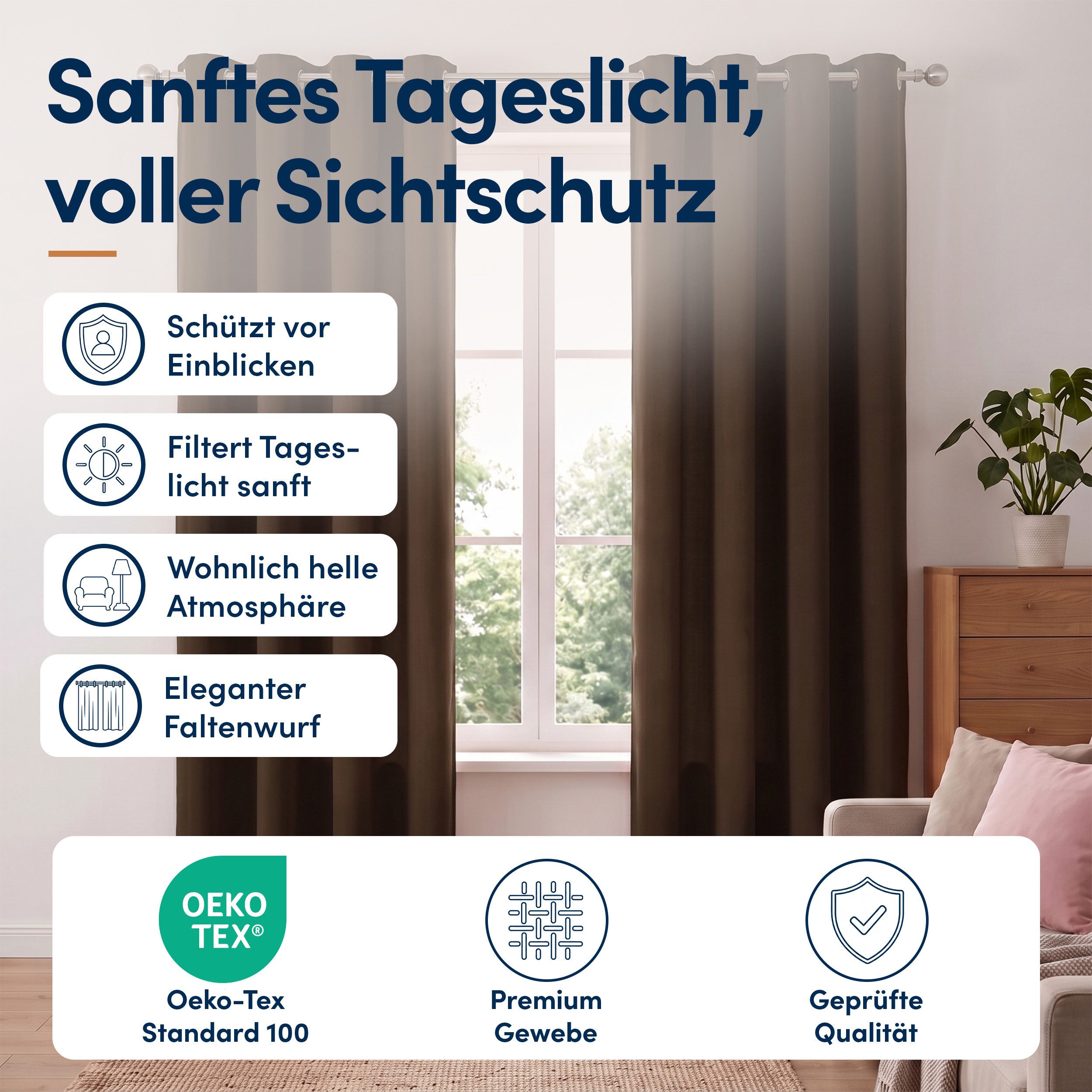Stoffschmiede Gardine Blickdicht - Kräuselband & Ösen, Ösen – Bild 2 von 5