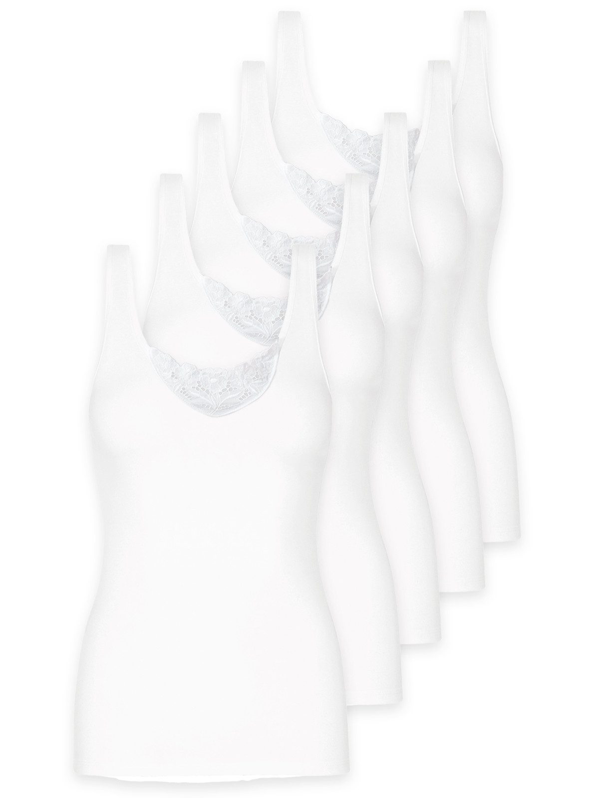 SCHÖLLER Damen Achselhemd 2er Pack – 100% Baumwolle Feinripp, Ohne Seitennähte, In Weiß (Gr. 42)