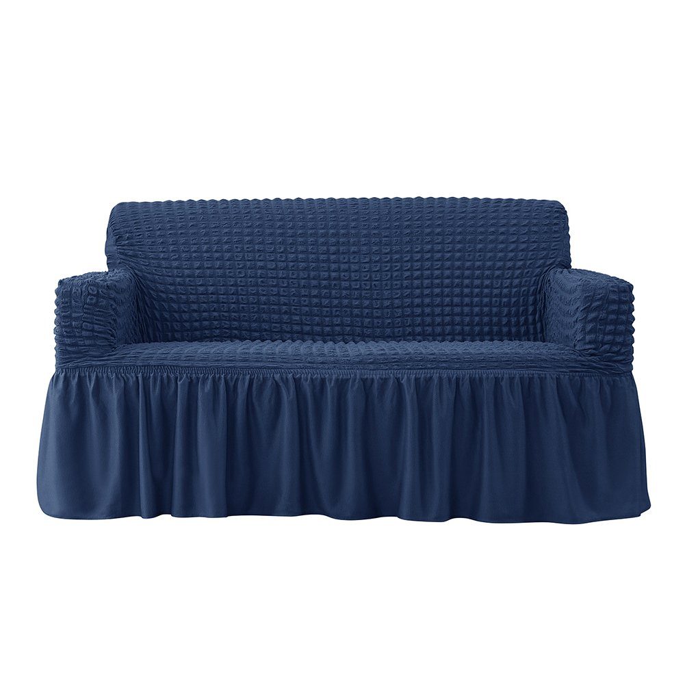 Stuhlhusse Sessel Sofarock Saum Stretch Cover, verstellbar, 2 Sitzer Stuhl Kissen, HAMÖWO navy