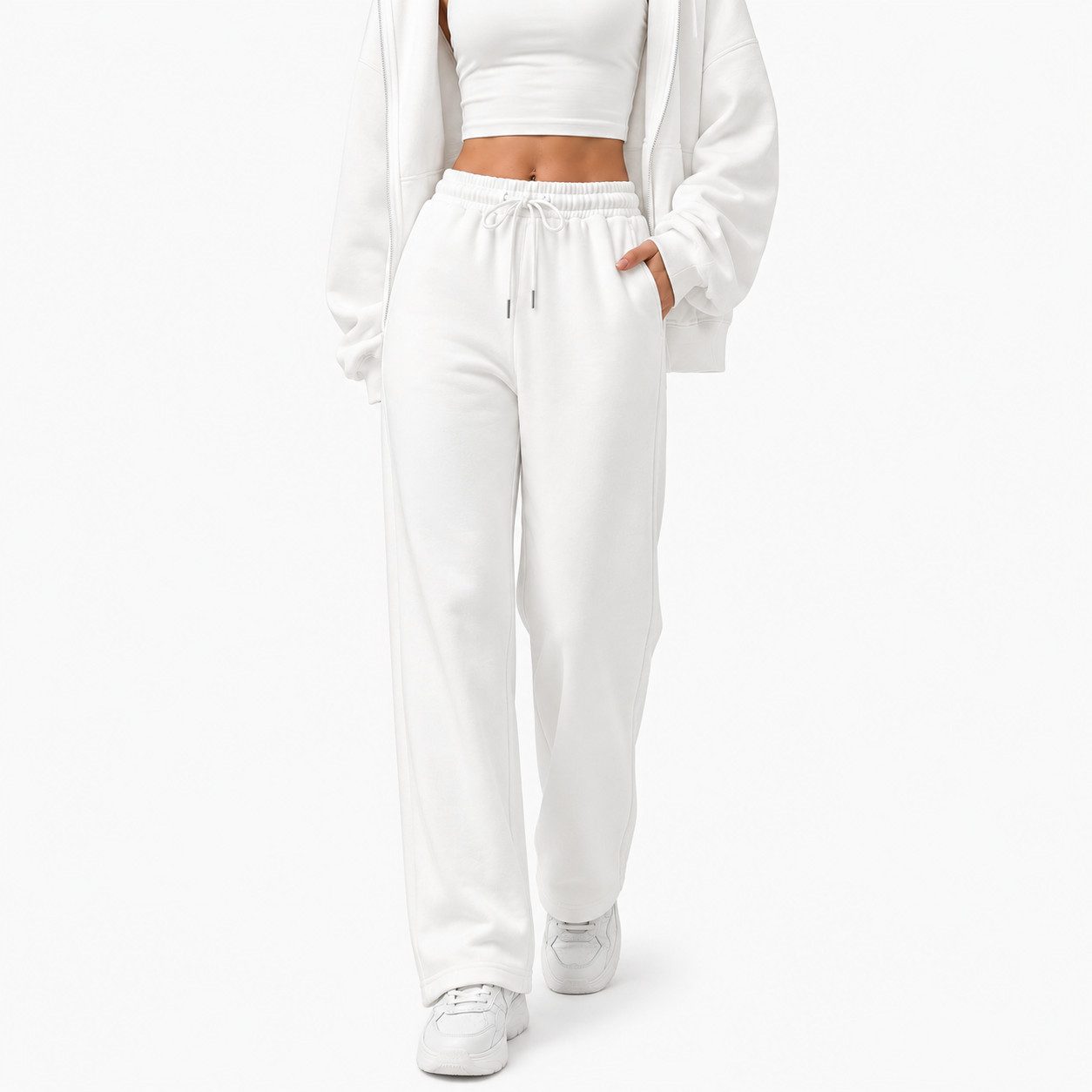 S&S Jogginghose Damen Sweathose Baumwolle Freizeit Sommer Hosen (Packung, 1-tlg., jogginghose für damen) mit High Waist & modernem Wide Leg Schnitt
