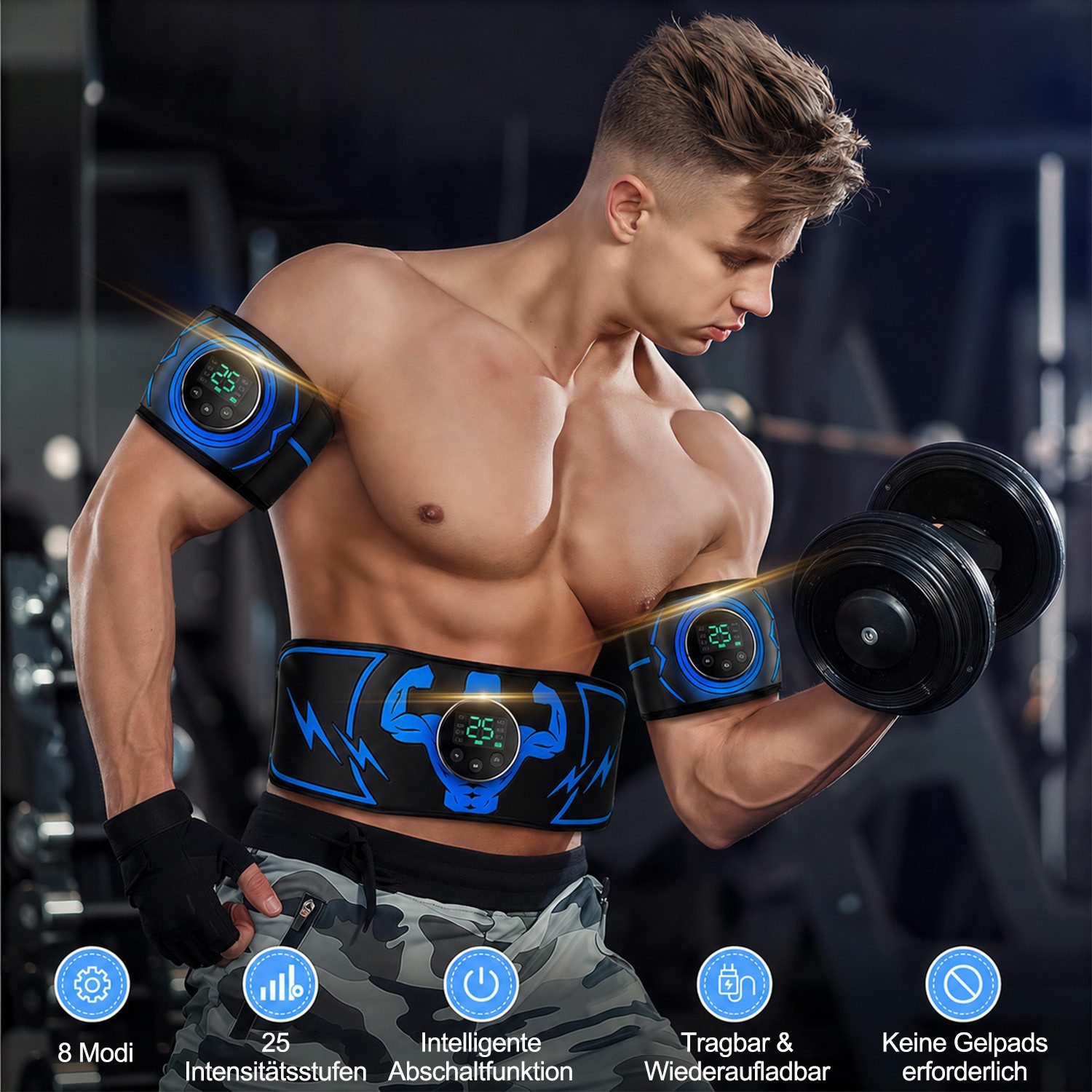 MOPUEA Bauchtrainer Bauchtrainer Tragbar Kompakt Für Zuhause (8 Modi 25 Intensitätsstufen Individuell Einstellbar, Einfache Bedienung Hautfreundlich Für Alltag  – Bild 2 von 5