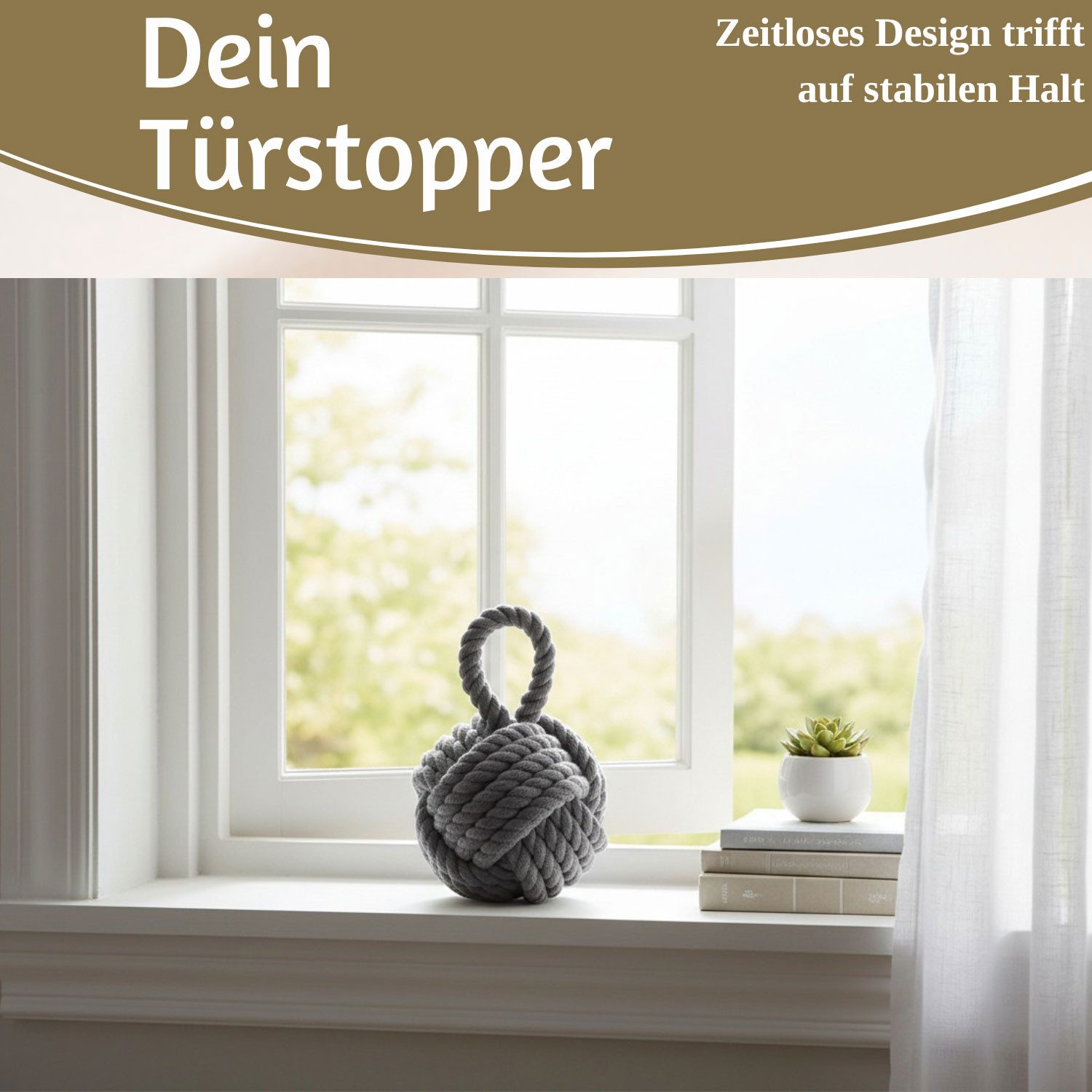 LS-LebenStil Bodentürstopper Boden Türstopper Malmö 23cm Grau 1,3kg Jute Knoten Tragegriff Türpuffe (Handgearbeitet Bodenstopper Türpuffer Türhalter Türsack Tür – Bild 5 von 5