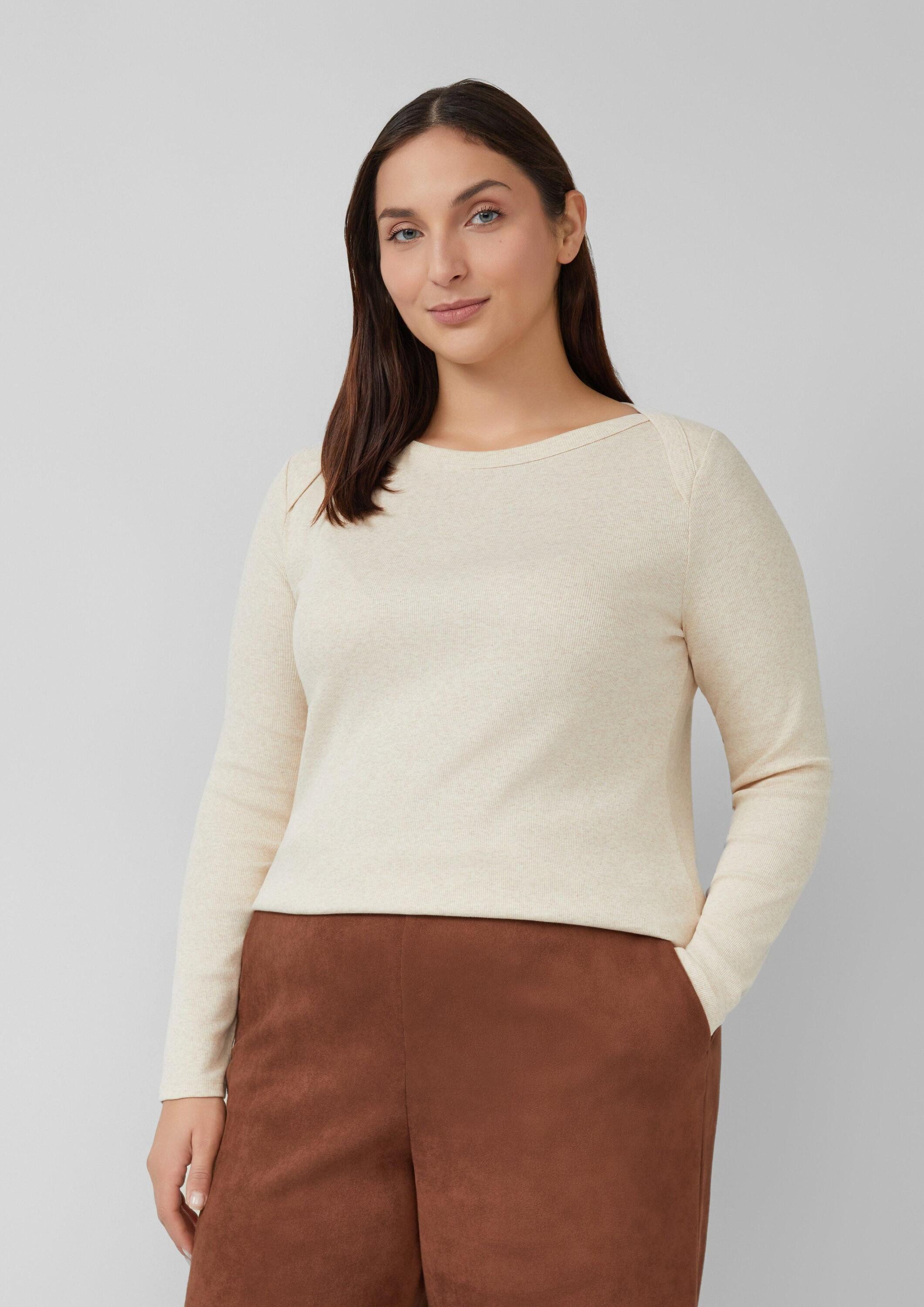 s.Oliver Langarmshirt T-Shirt Langarmshirt mit U-Boot-Ausschnitt