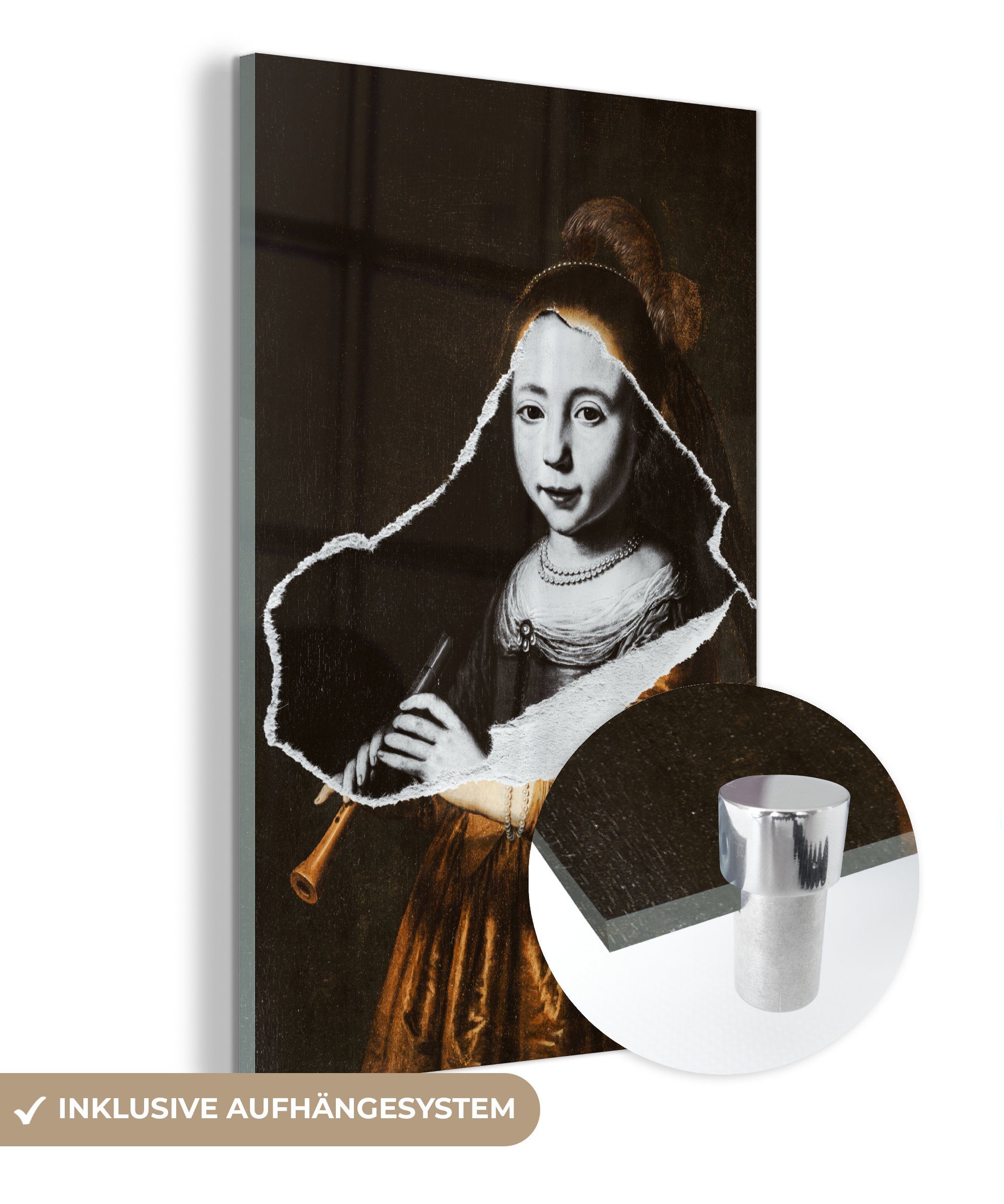 Glas - St), Elizabeth - (1 Weiß Wandbild Glas MuchoWow Bilder - Glasbilder Schwarz auf Mirror - Foto Wanddekoration Gold, Acrylglasbild - - auf